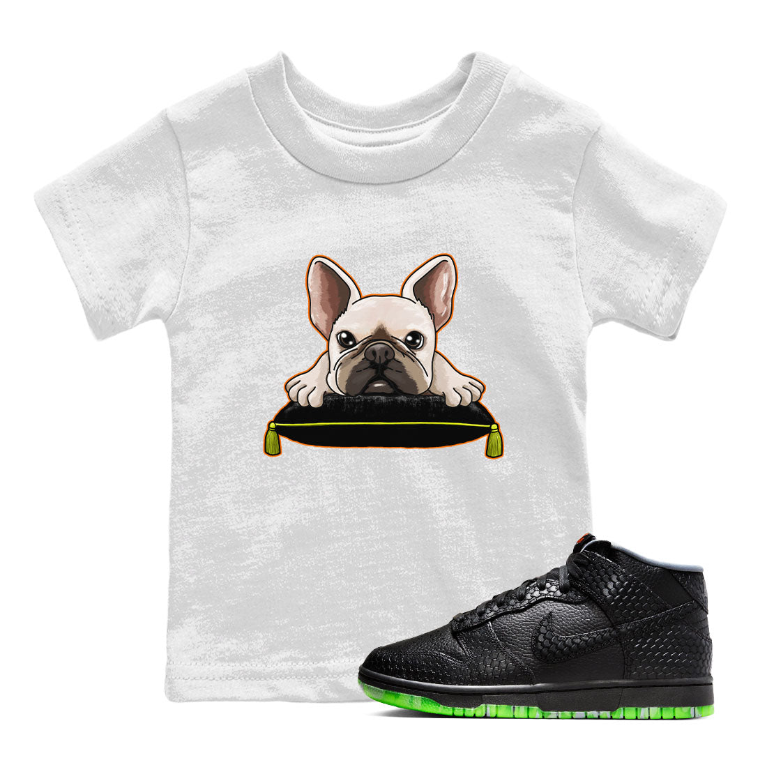 Dunk Mid Premium shirt to match jordans French Bulldog sneaker tees Dunk Mid Halloween SNRT Sneaker Tees Sneaker Matching Clothing Brand Baby Toddler White 1 T-Shirt