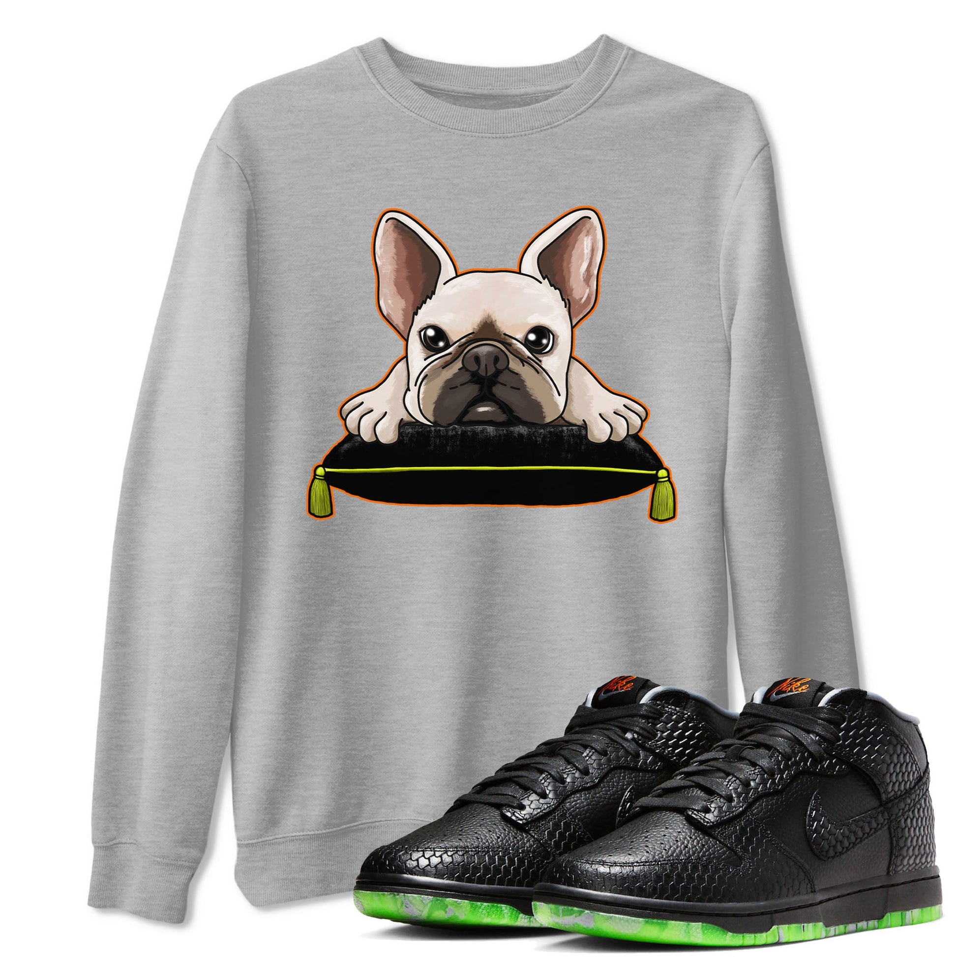Dunk Mid Premium shirt to match jordans French Bulldog sneaker tees Dunk Mid Halloween SNRT Sneaker Tees Sneaker Matching Clothing Brand Unisex Sneaker Tee Heather Grey 1 T-Shirt