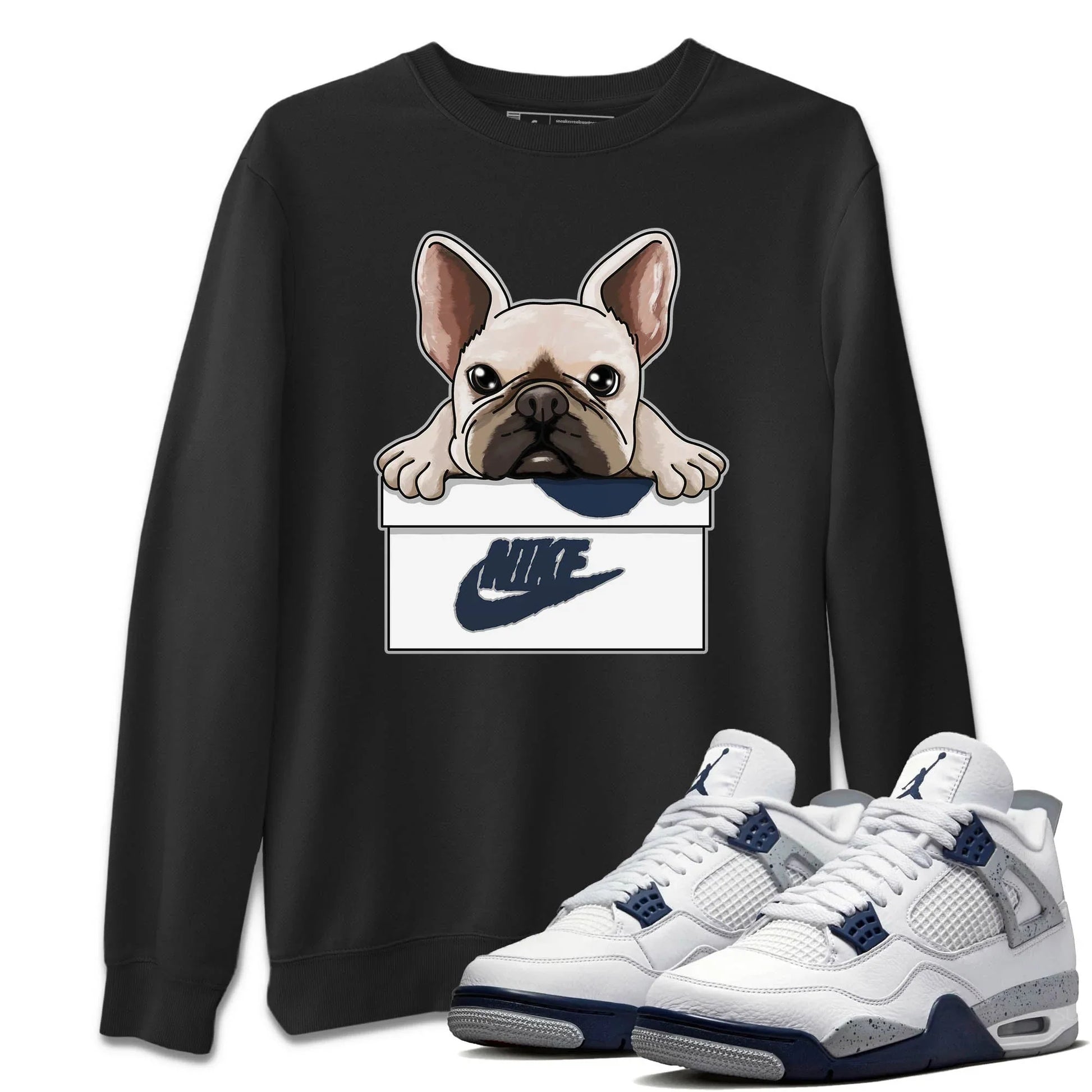Jordan 4 Midnight Navy Sneaker Match Tees French Bulldog Sneaker Tees Jordan 4 Midnight Navy Sneaker Release Tees Unisex Shirts