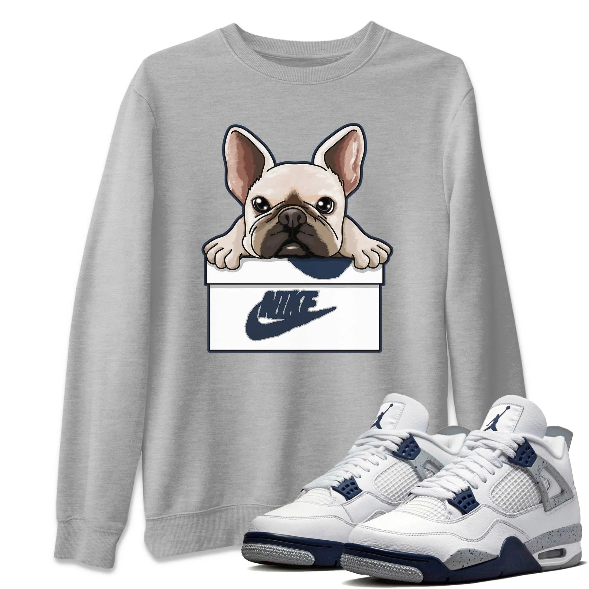 Jordan 4 Midnight Navy Sneaker Match Tees French Bulldog Sneaker Tees Jordan 4 Midnight Navy Sneaker Release Tees Unisex Shirts
