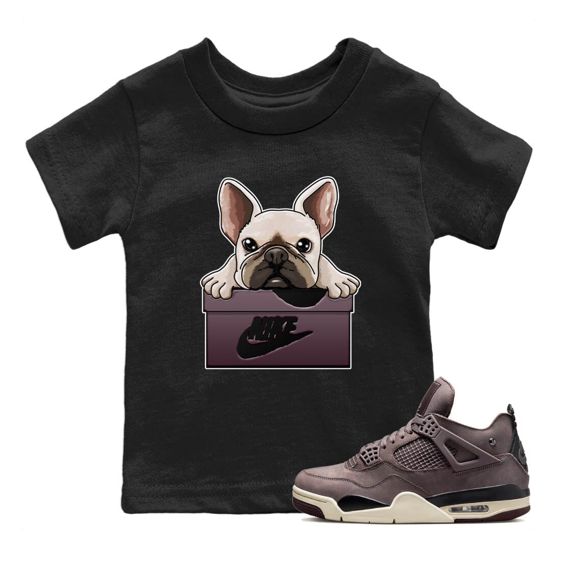 Jordan 4 A Ma Maniere Sneaker Match Tees French Bulldog Sneaker Tees Jordan 4 A Ma Maniere Sneaker Release Tees Kids Shirts
