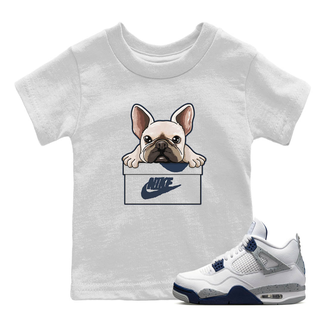 Jordan 4 Midnight Navy Sneaker Match Tees French Bulldog Sneaker Tees Jordan 4 Midnight Navy Sneaker Release Tees Kids Shirts