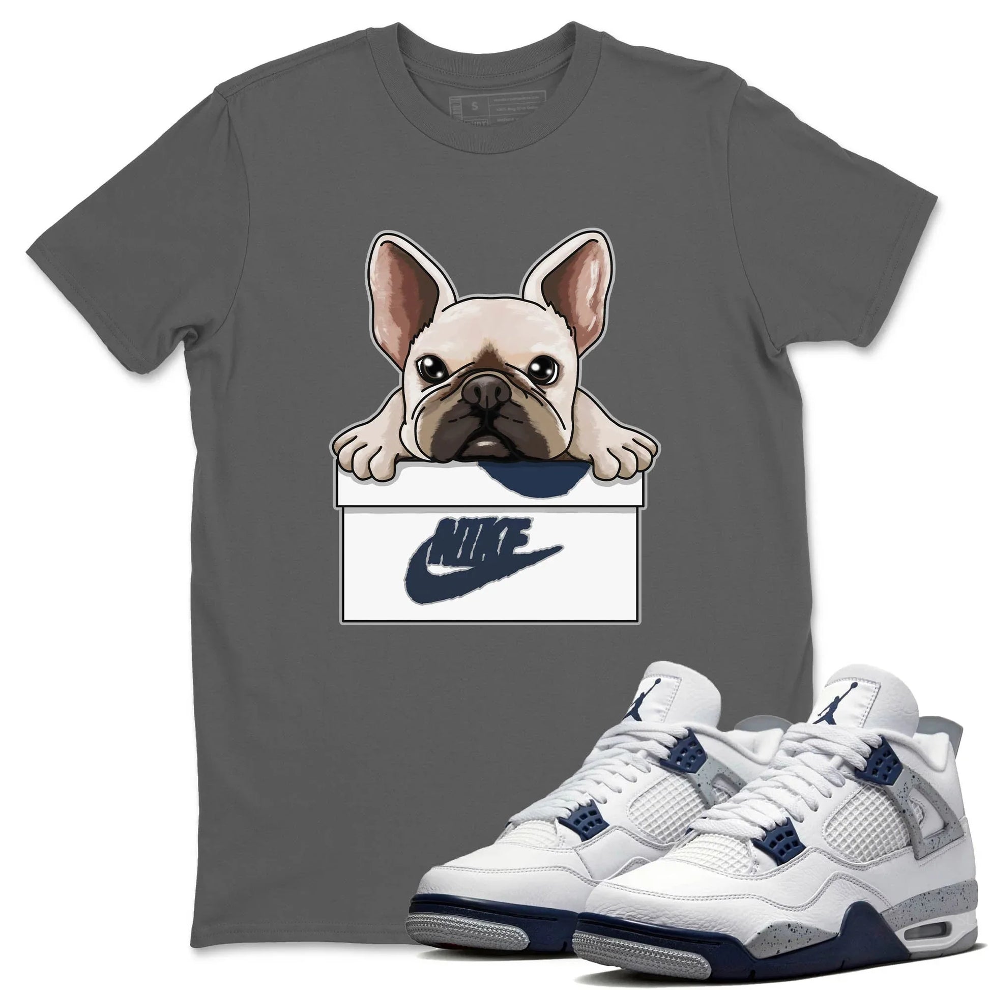Jordan 4 Midnight Navy Sneaker Match Tees French Bulldog Sneaker Tees Jordan 4 Midnight Navy Sneaker Release Tees Unisex Shirts