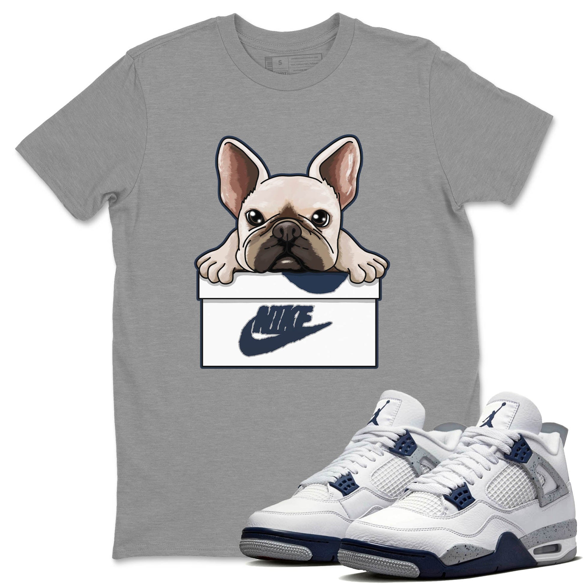 Jordan 4 Midnight Navy Sneaker Match Tees French Bulldog Sneaker Tees Jordan 4 Midnight Navy Sneaker Release Tees Unisex Shirts