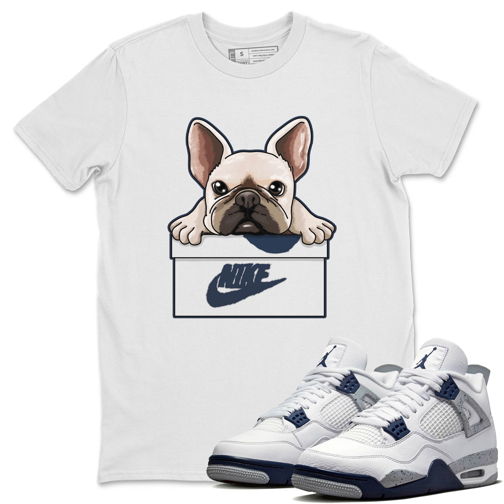 Jordan 4 Midnight Navy Sneaker Match Tees French Bulldog Sneaker Tees Jordan 4 Midnight Navy Sneaker Release Tees Unisex Shirts
