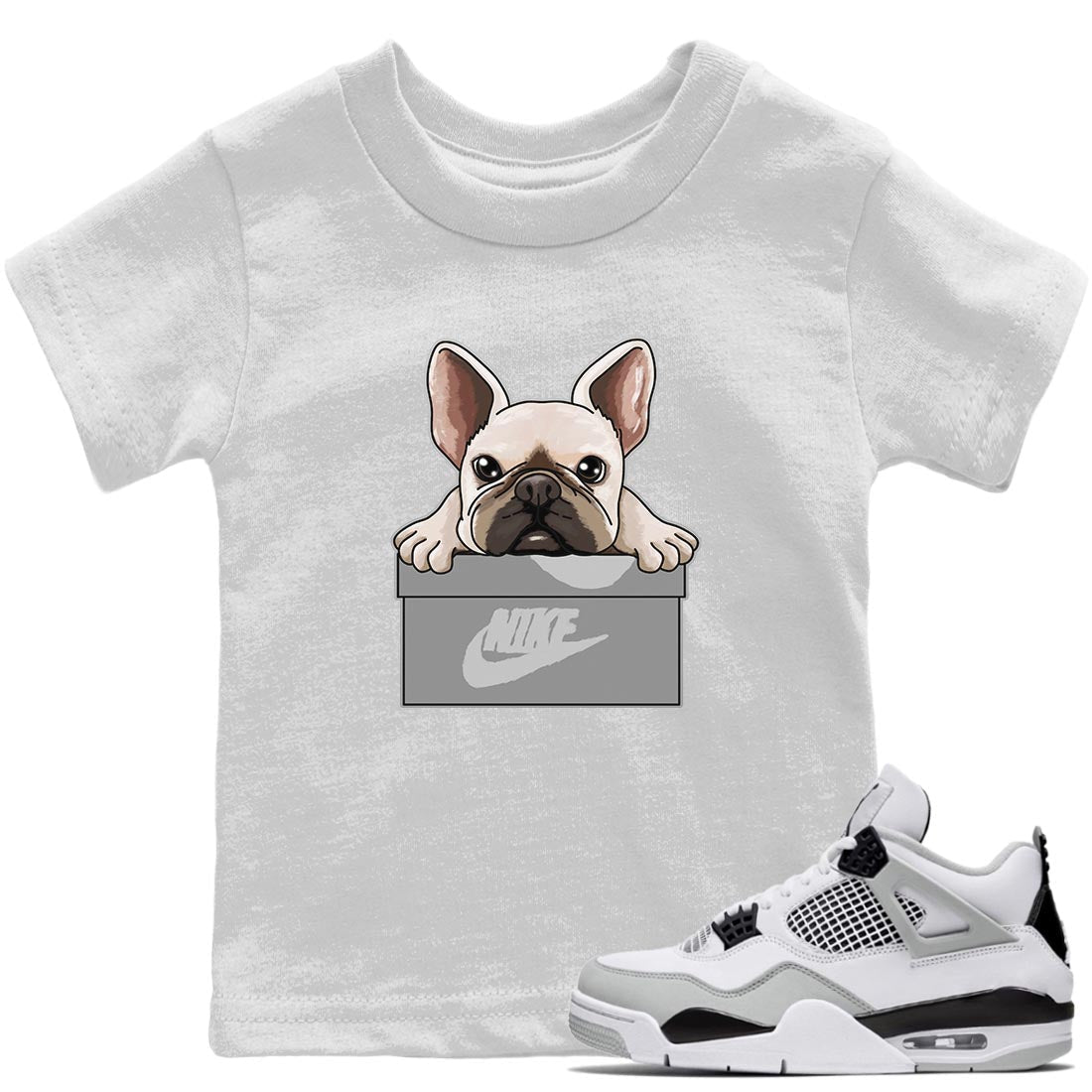 Jordan 4 Military Black Sneaker Match Tees French Bulldog Sneaker Tees Jordan 4 Military Black Sneaker Release Tees Kids Shirts