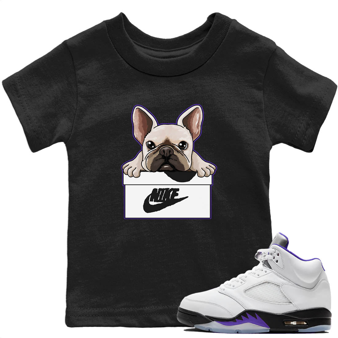 Jordan 5 Concord Sneaker Match Tees French Bulldog Sneaker Tees Jordan 5 Concord Sneaker Release Tees Kids Shirts