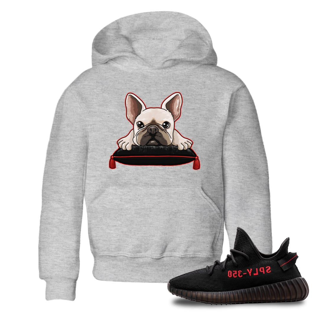Yeezy 350 Bred shirt to match jordans French Bulldog sneaker tees Yeezy Boost 350 V2 Bred SNRT Sneaker Release Tees Baby Toddler Heather Grey 1 T-Shirt