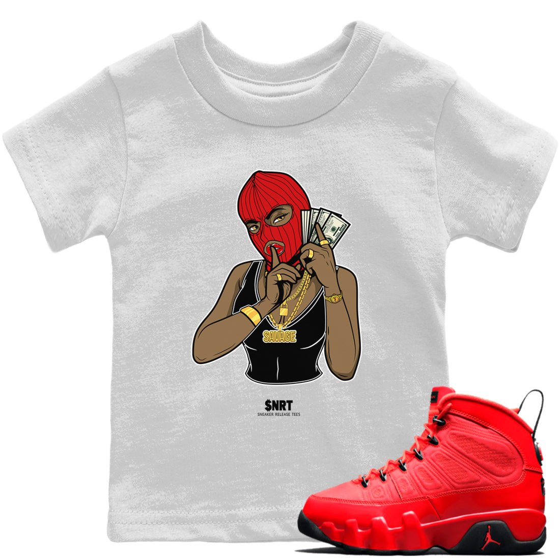 Jordan 9 Chile Red Sneaker Match Tees Gangster Women Sneaker Tees Jordan 9 Chile Red Sneaker Release Tees Kids Shirts