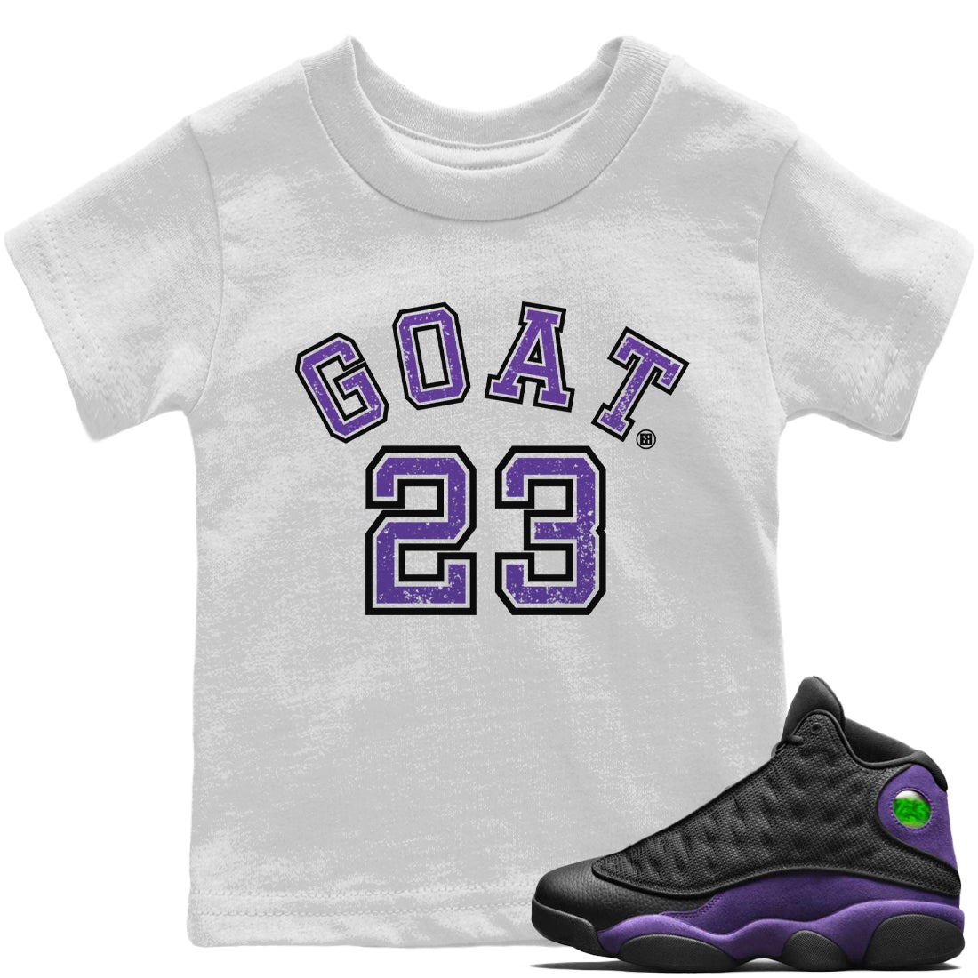 Jordan 13 Court Purple Sneaker Match Tees Goat 23 Sneaker Tees Jordan 13 Court Purple Sneaker Release Tees Kids Shirts