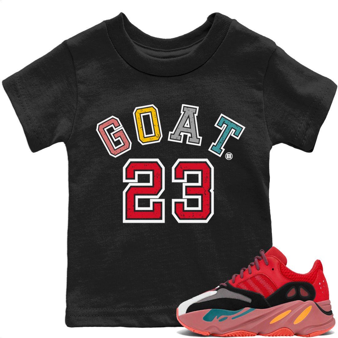 Yeezy 700 Hi-Res Red Sneaker Match Tees Goat 23 Sneaker Tees Yeezy 700 Hi-Res Red Sneaker Release Tees Kids Shirts