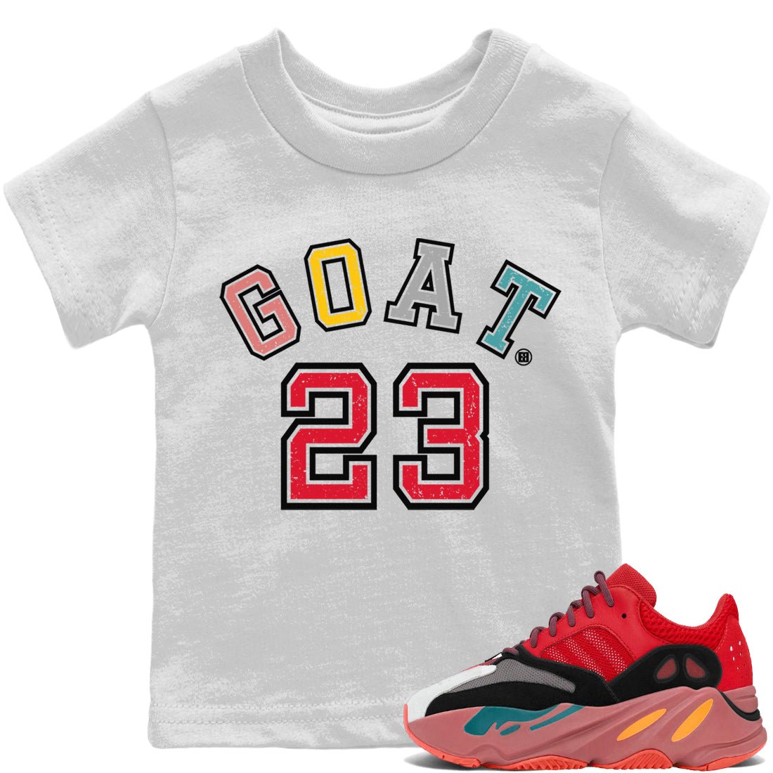 Yeezy 700 Hi-Res Red Sneaker Match Tees Goat 23 Sneaker Tees Yeezy 700 Hi-Res Red Sneaker Release Tees Kids Shirts