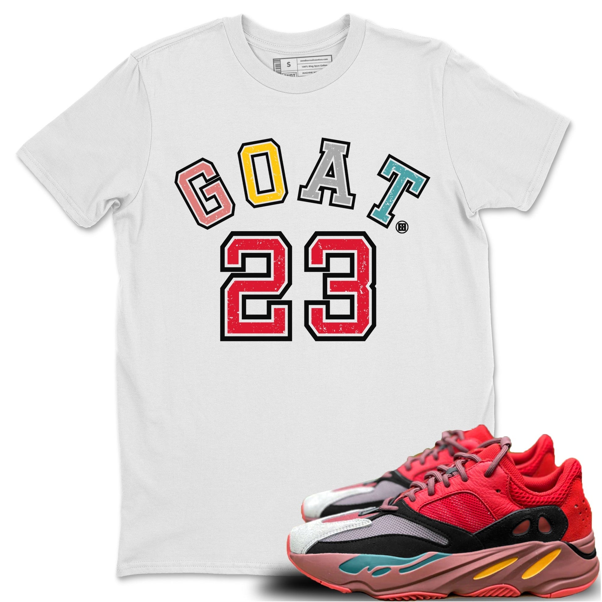 Yeezy 700 Hi-Res Red Sneaker Match Tees Goat 23 Sneaker Tees Yeezy 700 Hi-Res Red Sneaker Release Tees Unisex Shirts