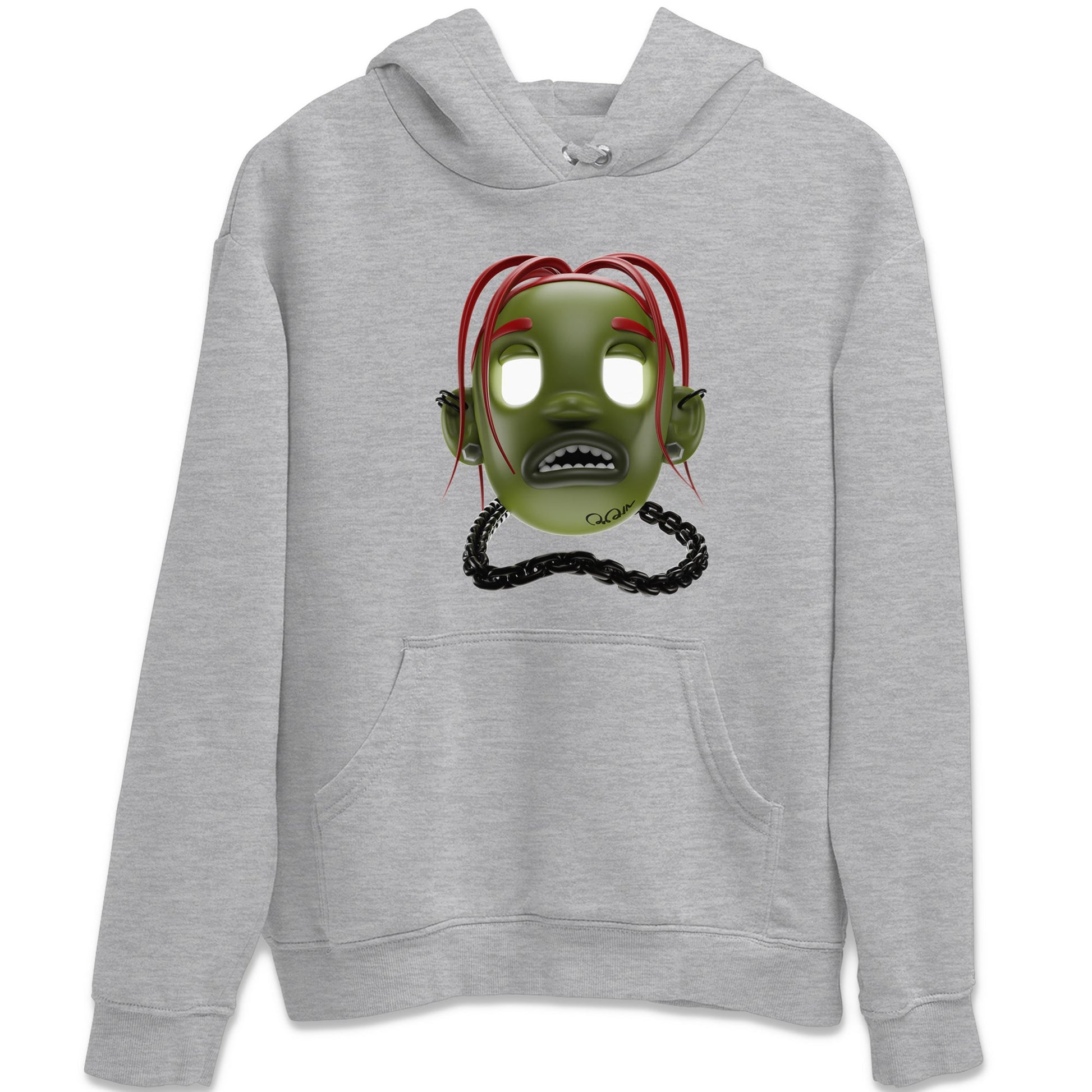 Air Jordan 1 Travis Scott Olive Sneaker Match Tees Goosebumps Boy Sneaker Tees AJ1 OG Travis Scott Olive Sneaker Release Tees Unisex Shirts Heather Grey 2