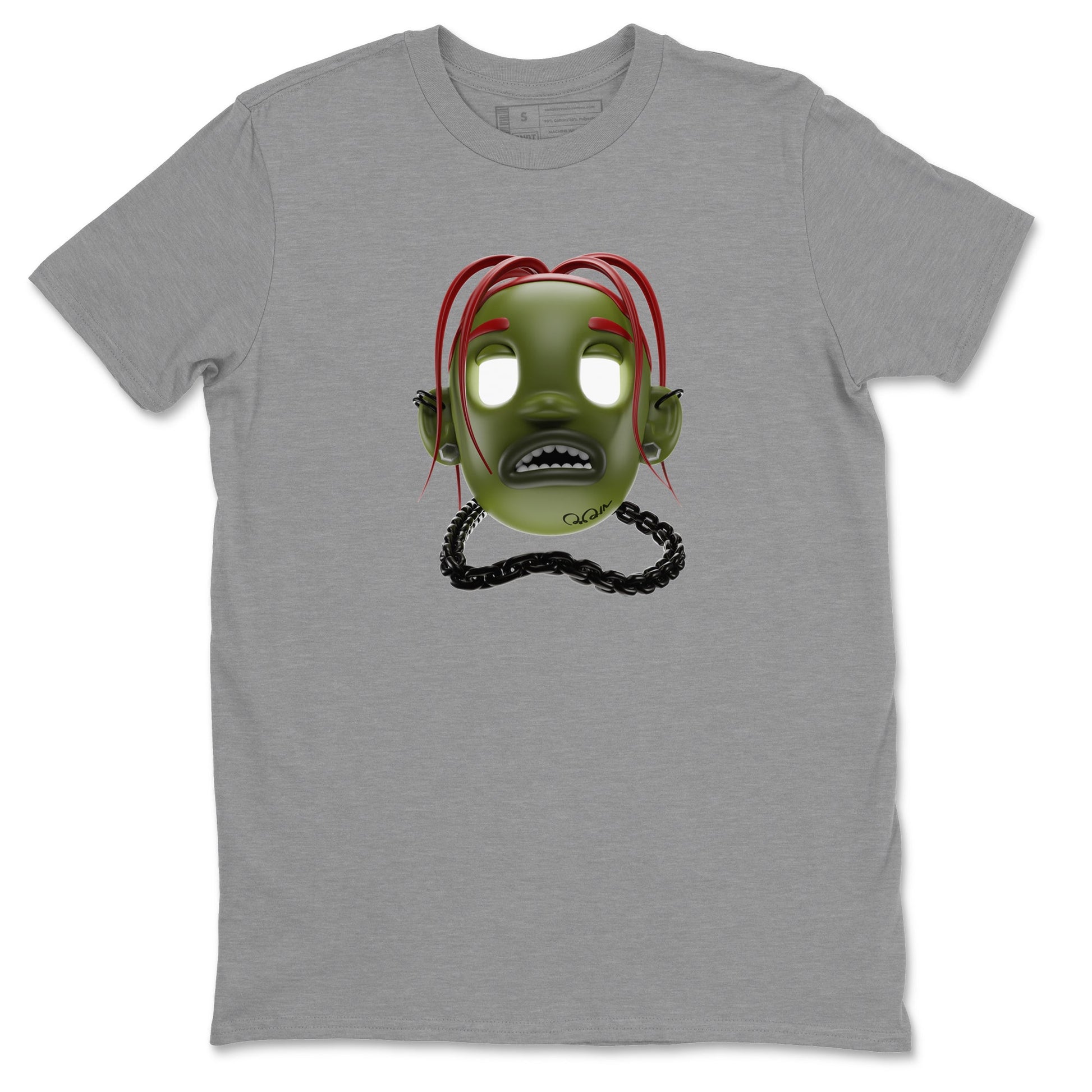 Air Jordan 1 Travis Scott Olive Sneaker Match Tees Goosebumps Boy Sneaker Tees AJ1 OG Travis Scott Olive Sneaker Release Tees Unisex Shirts Heather Grey 2