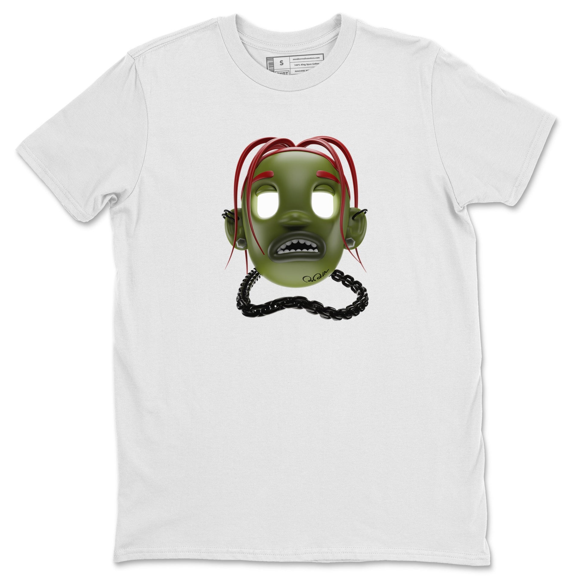 Air Jordan 1 Travis Scott Olive Sneaker Match Tees Goosebumps Boy Sneaker Tees AJ1 OG Travis Scott Olive Sneaker Release Tees Unisex Shirts White 2