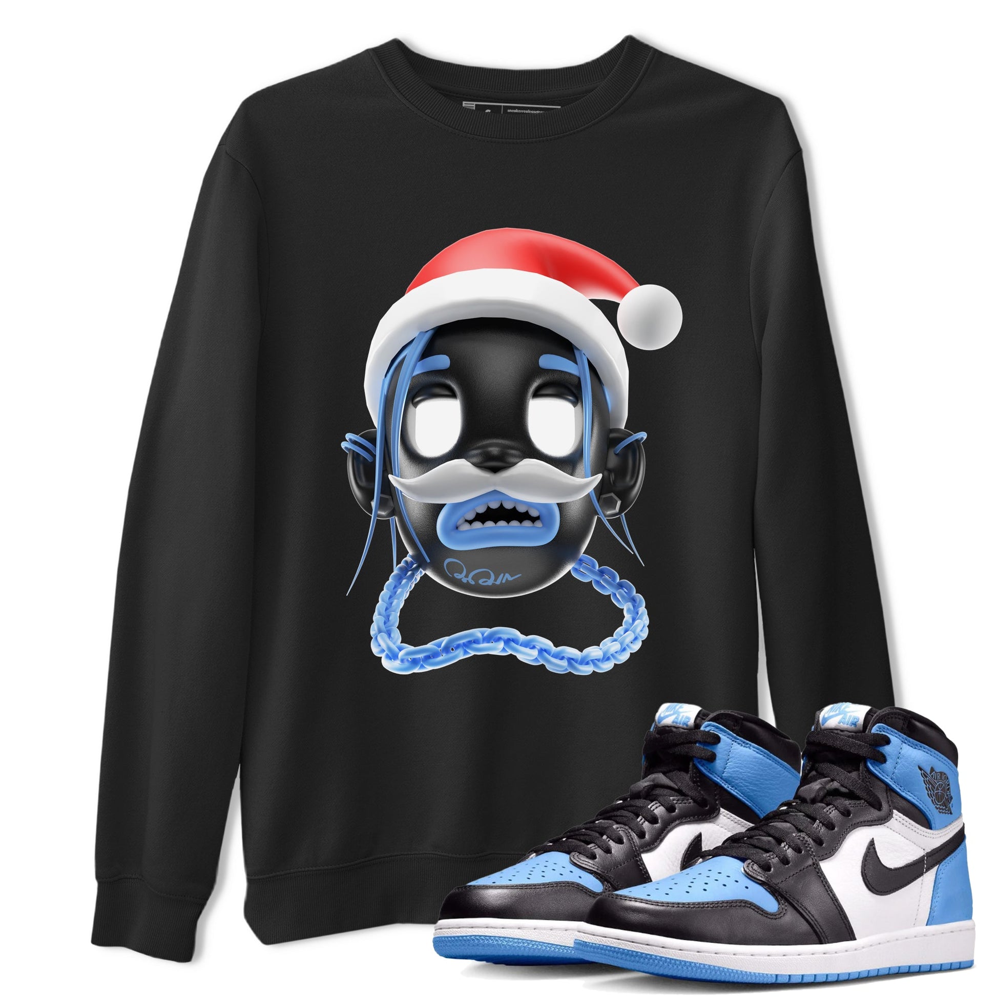 Air Jordan 1 UNC Toe shirt to match jordans Goosebumps Boy Christmas Edition sneaker tees Santa Gift AJ1 UNC Toe SNRT Sneaker Release Tees Unisex Black 1 T-Shirt