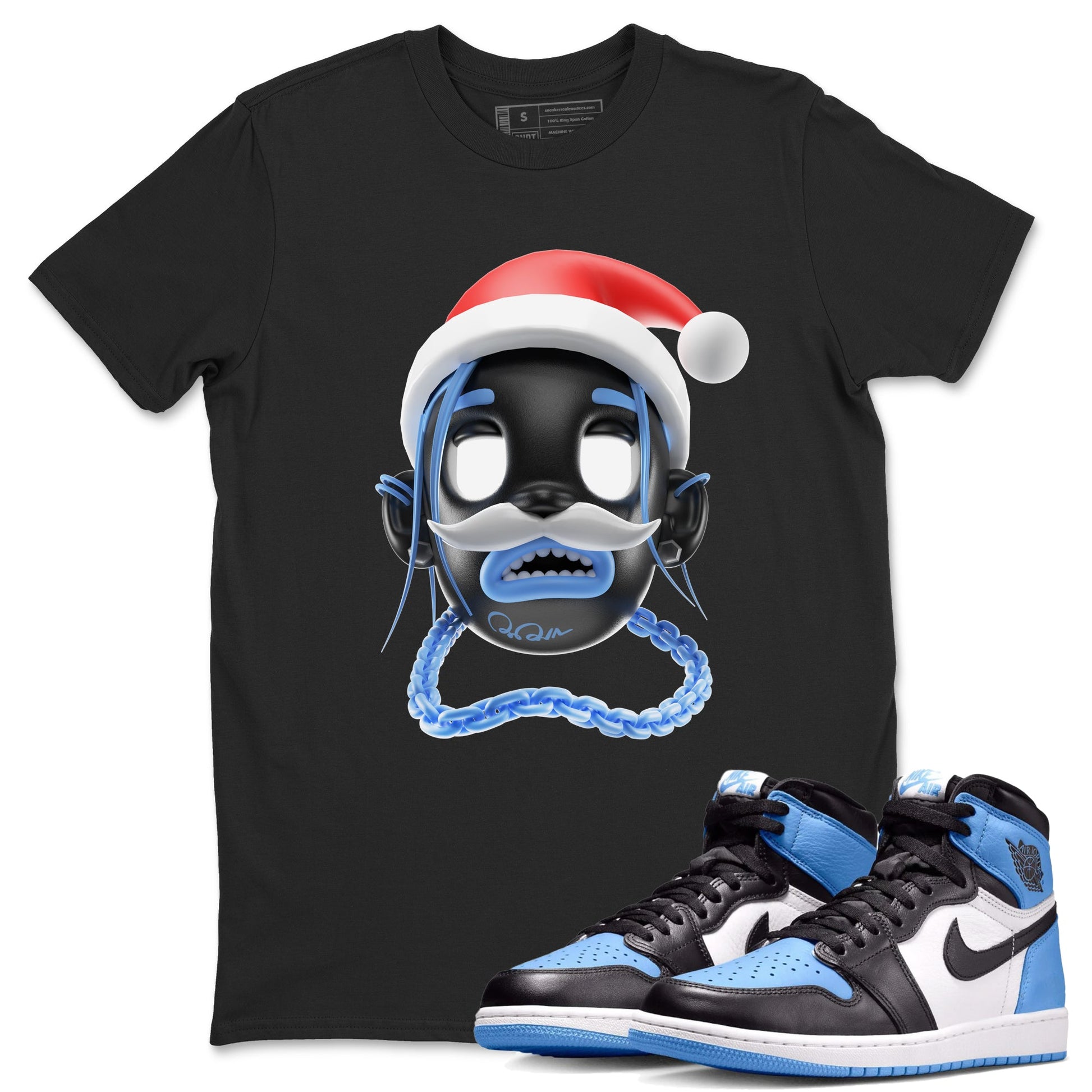 Air Jordan 1 UNC Toe shirt to match jordans Goosebumps Boy Christmas Edition sneaker tees Santa Gift AJ1 UNC Toe SNRT Sneaker Release Tees Unisex Black 1 T-Shirt