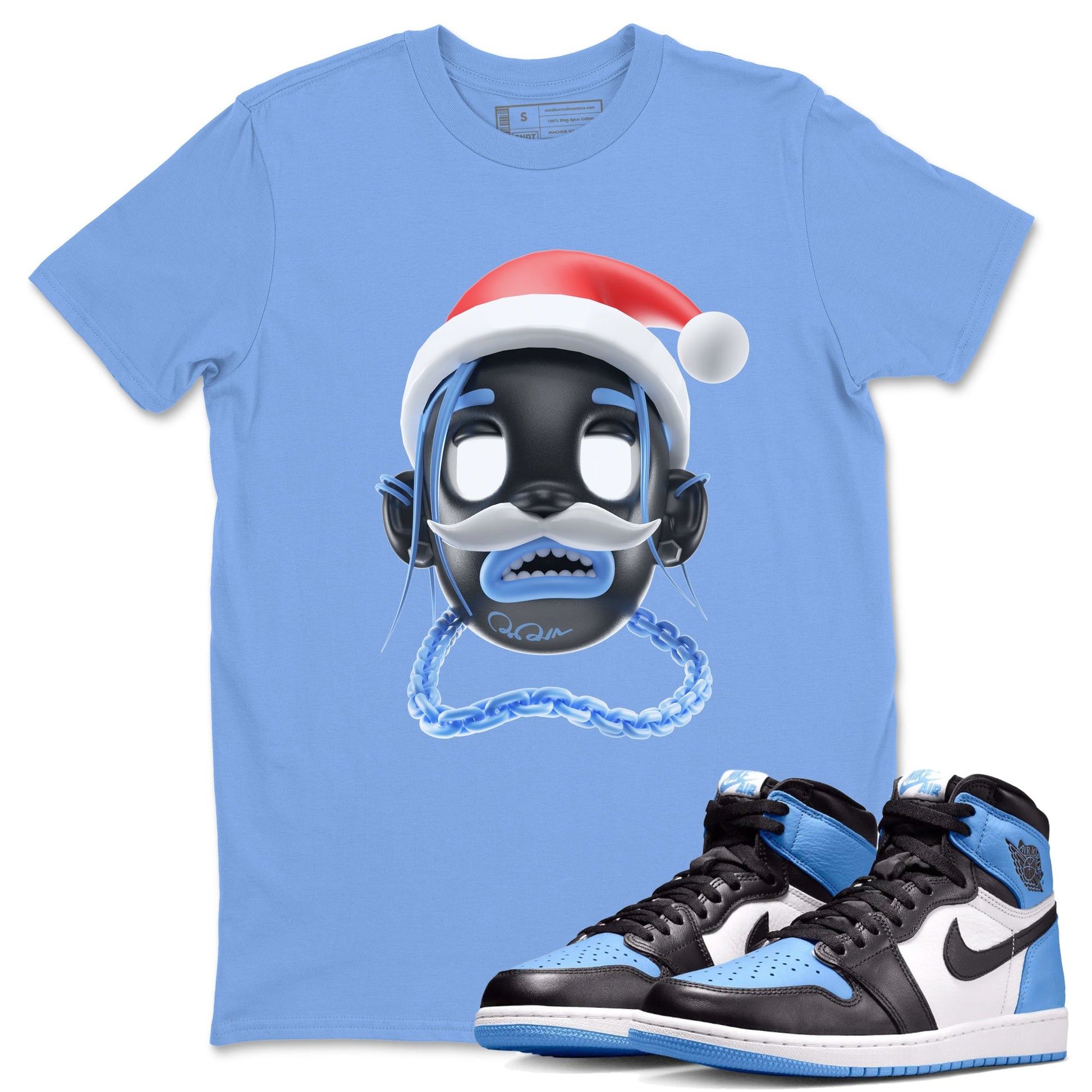 Air Jordan 1 UNC Toe shirt to match jordans Goosebumps Boy Christmas Edition sneaker tees Santa Gift AJ1 UNC Toe SNRT Sneaker Release Tees Unisex Carolina Blue 1 T-Shirt