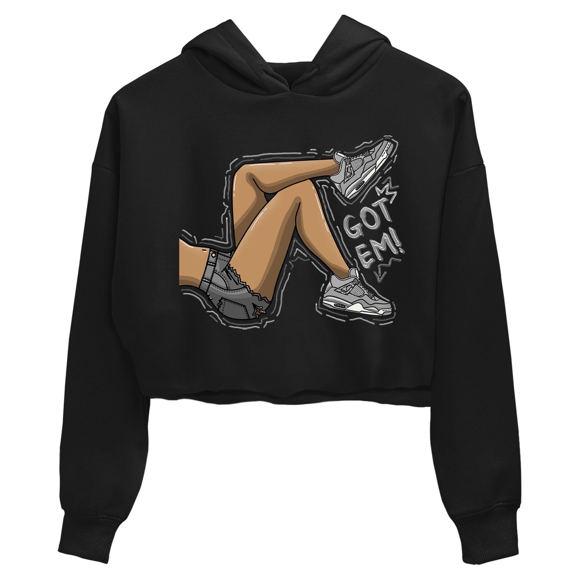 AJ4 Frozen Moments shirt to match jordans Got Em Legs sneaker tees Crew Neck AJ4 Frozen Moments SNRT Sneaker Release Tees Black 2 Crop T-Shirt