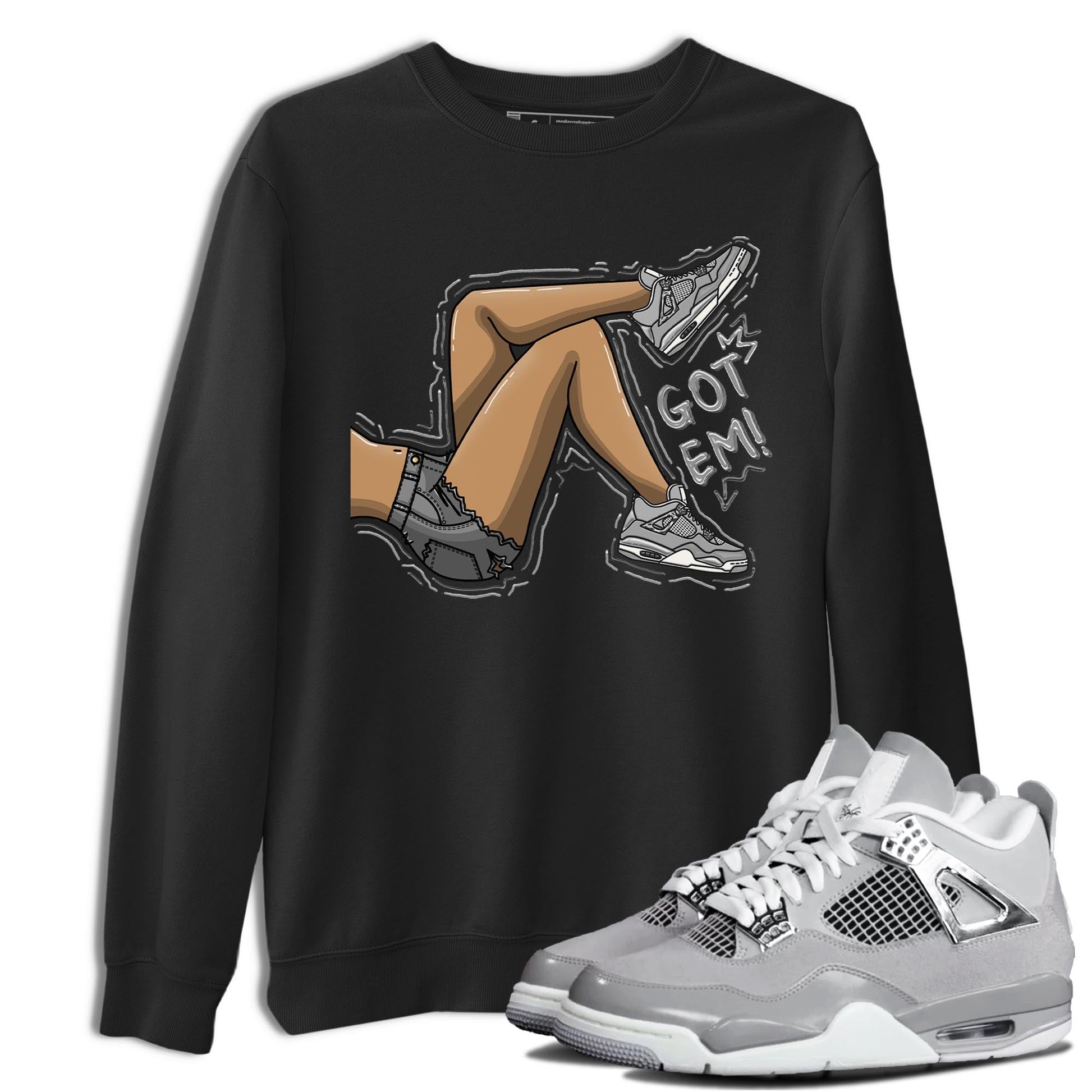 AJ4 Frozen Moments shirt to match jordans Got Em Legs sneaker tees Crew Neck AJ4 Frozen Moments SNRT Sneaker Release Tees Unisex Casual Shirts Black 1 T-Shirt