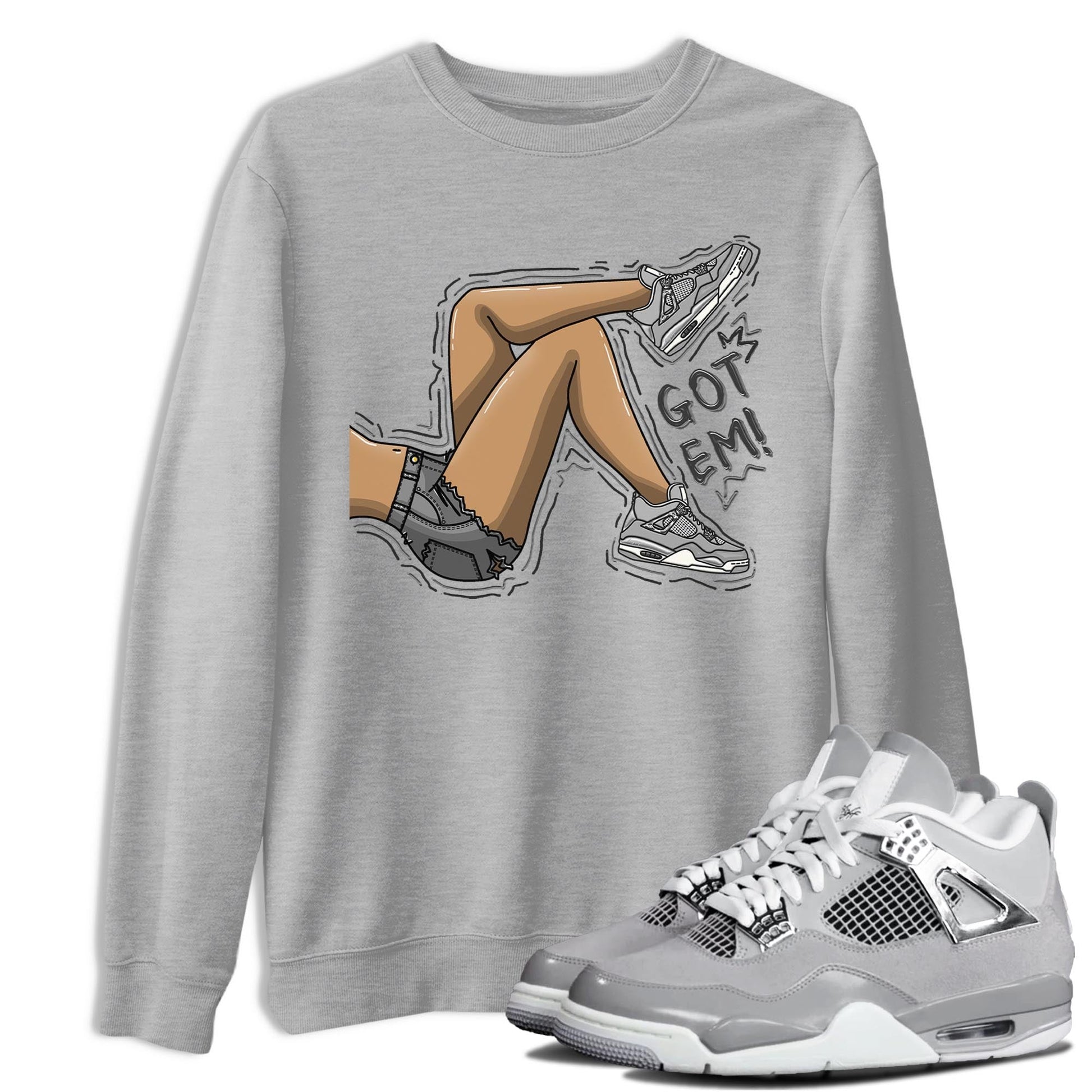 AJ4 Frozen Moments shirt to match jordans Got Em Legs sneaker tees Crew Neck AJ4 Frozen Moments SNRT Sneaker Release Tees Unisex Casual Shirts Heather Grey 1 T-Shirt