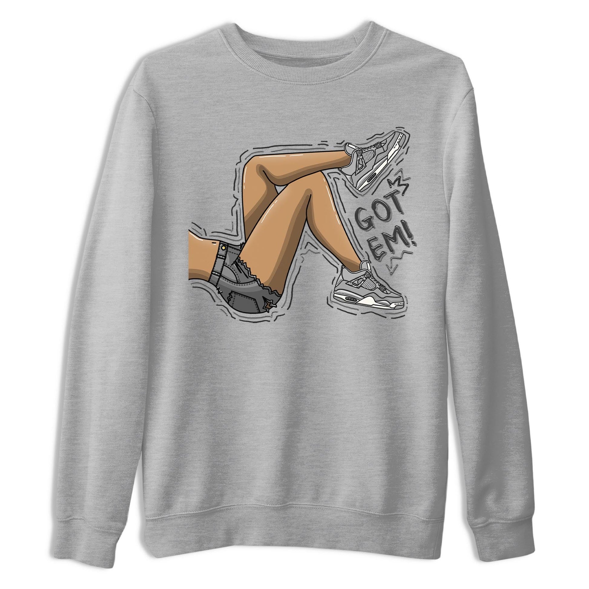AJ4 Frozen Moments shirt to match jordans Got Em Legs sneaker tees Crew Neck AJ4 Frozen Moments SNRT Sneaker Release Tees Unisex Casual Shirts Heather Grey 2 T-Shirt