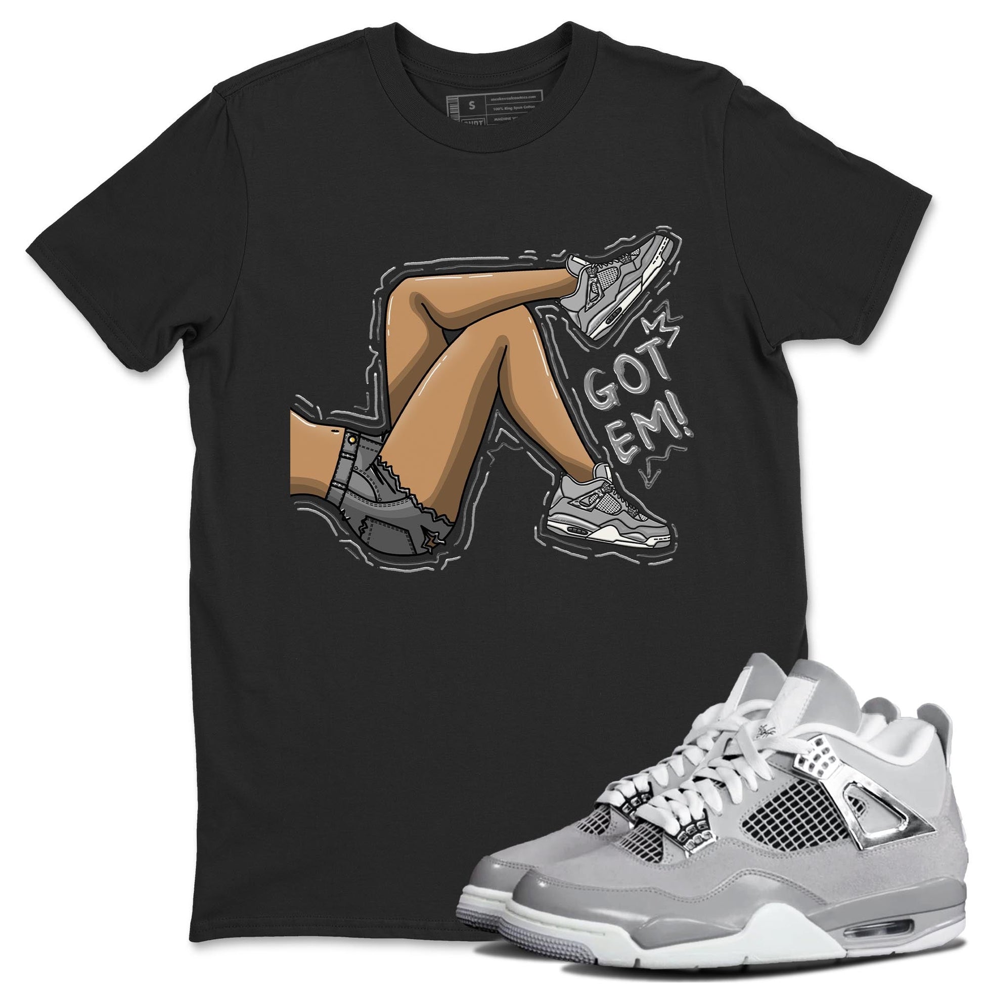 AJ4 Frozen Moments shirt to match jordans Got Em Legs sneaker tees Crew Neck AJ4 Frozen Moments SNRT Sneaker Release Tees Unisex Casual Shirts Black 1 T-Shirt