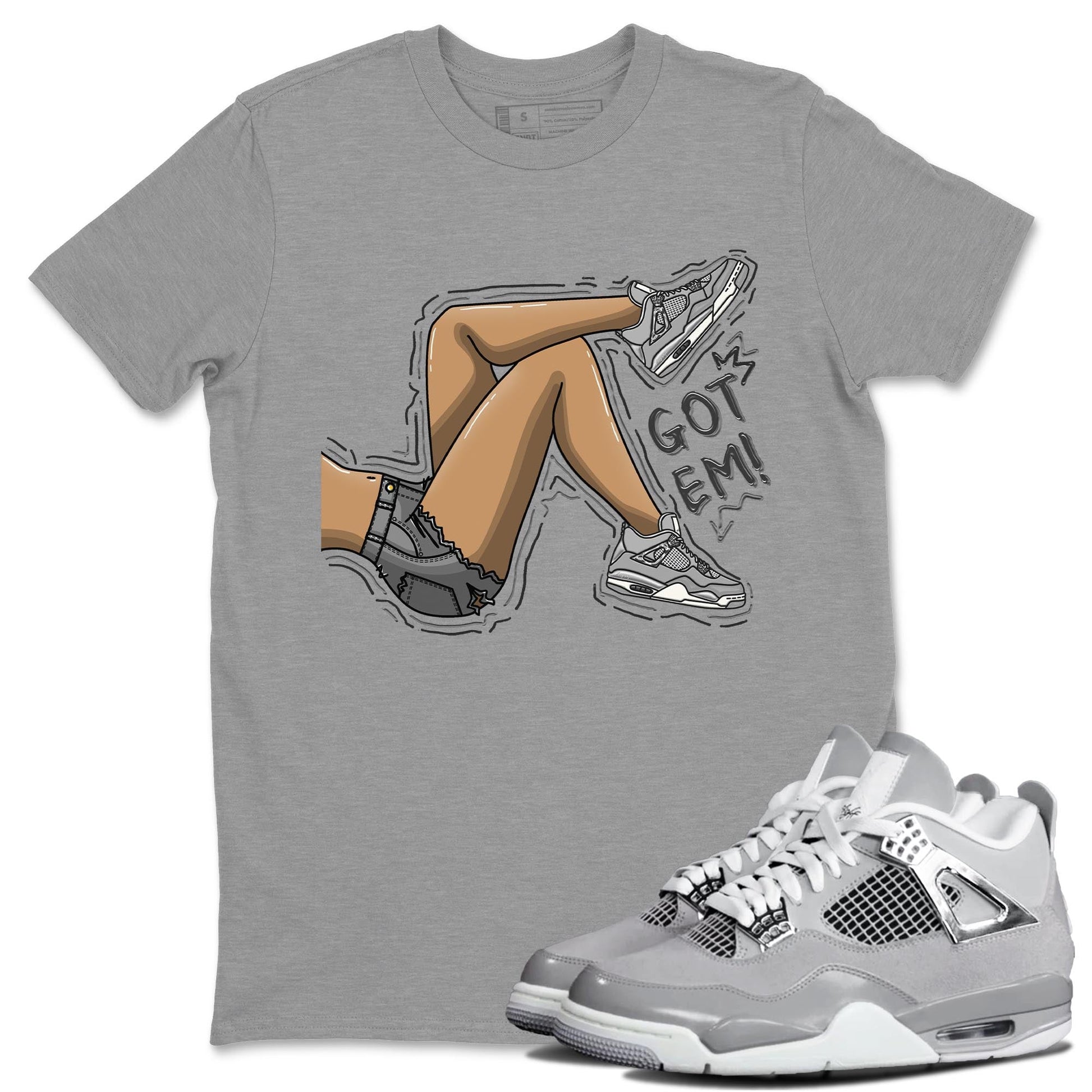 AJ4 Frozen Moments shirt to match jordans Got Em Legs sneaker tees Crew Neck AJ4 Frozen Moments SNRT Sneaker Release Tees Unisex Casual Shirts Heather Grey 1 T-Shirt