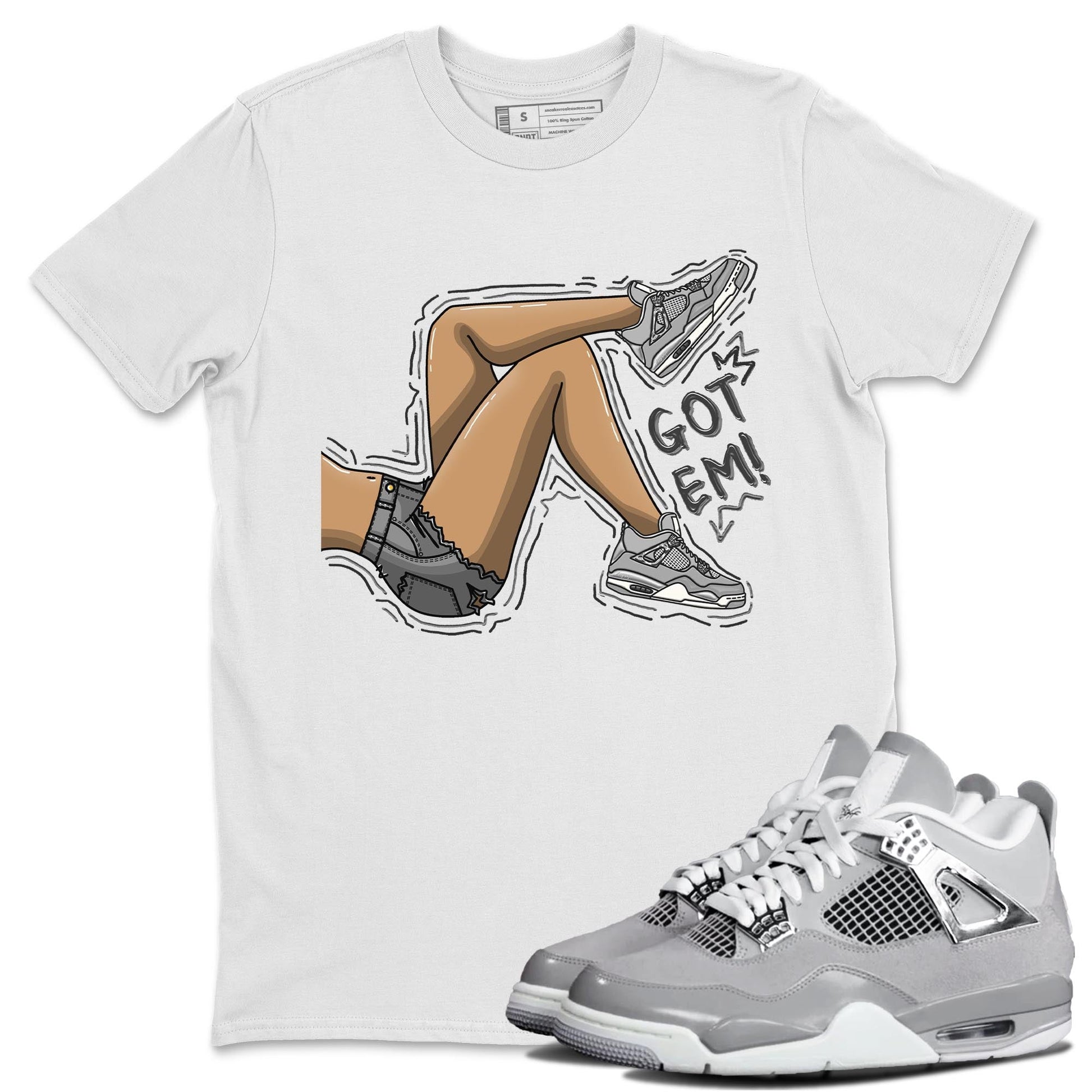 AJ4 Frozen Moments shirt to match jordans Got Em Legs sneaker tees Crew Neck AJ4 Frozen Moments SNRT Sneaker Release Tees Unisex Casual Shirts White 1 T-Shirt
