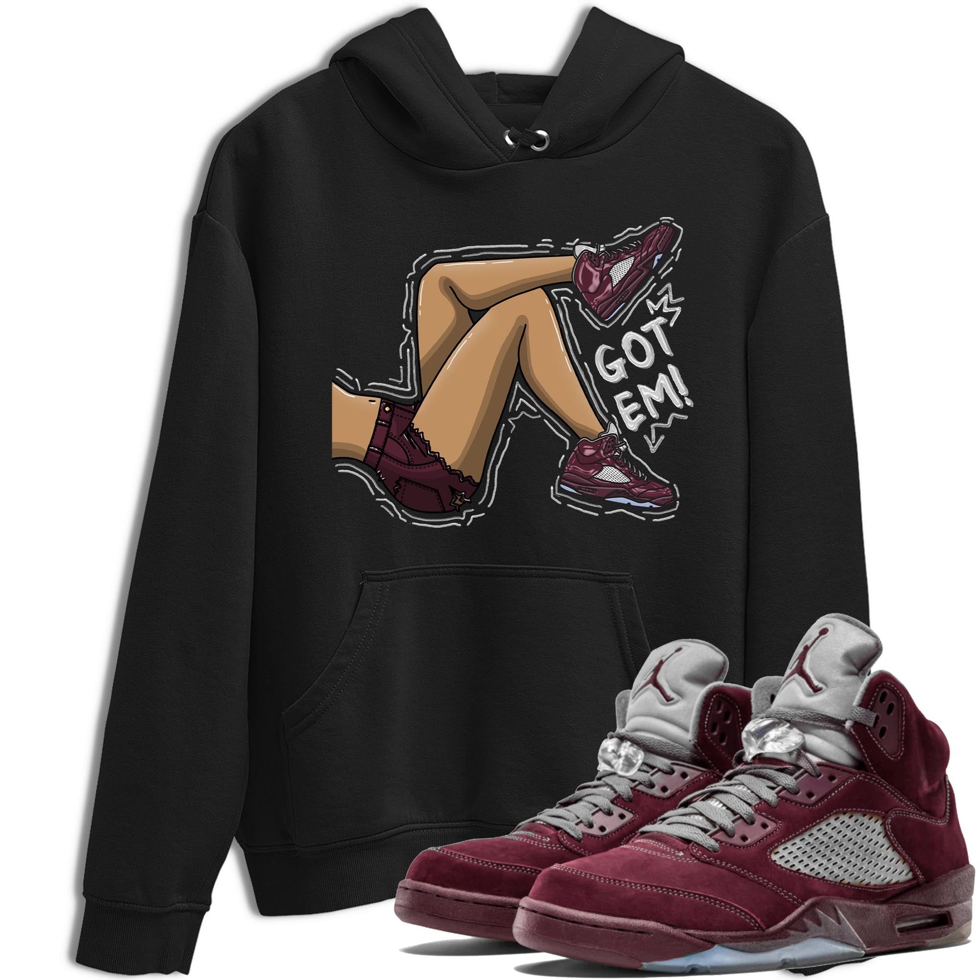 Jordan 5 Burgundy shirt to match jordans Got Em Legs sneaker tees Crew Neck AJ5 Burgundy SNRT Sneaker Release Tees Unisex Casual Shirts Black 1 T-Shirt