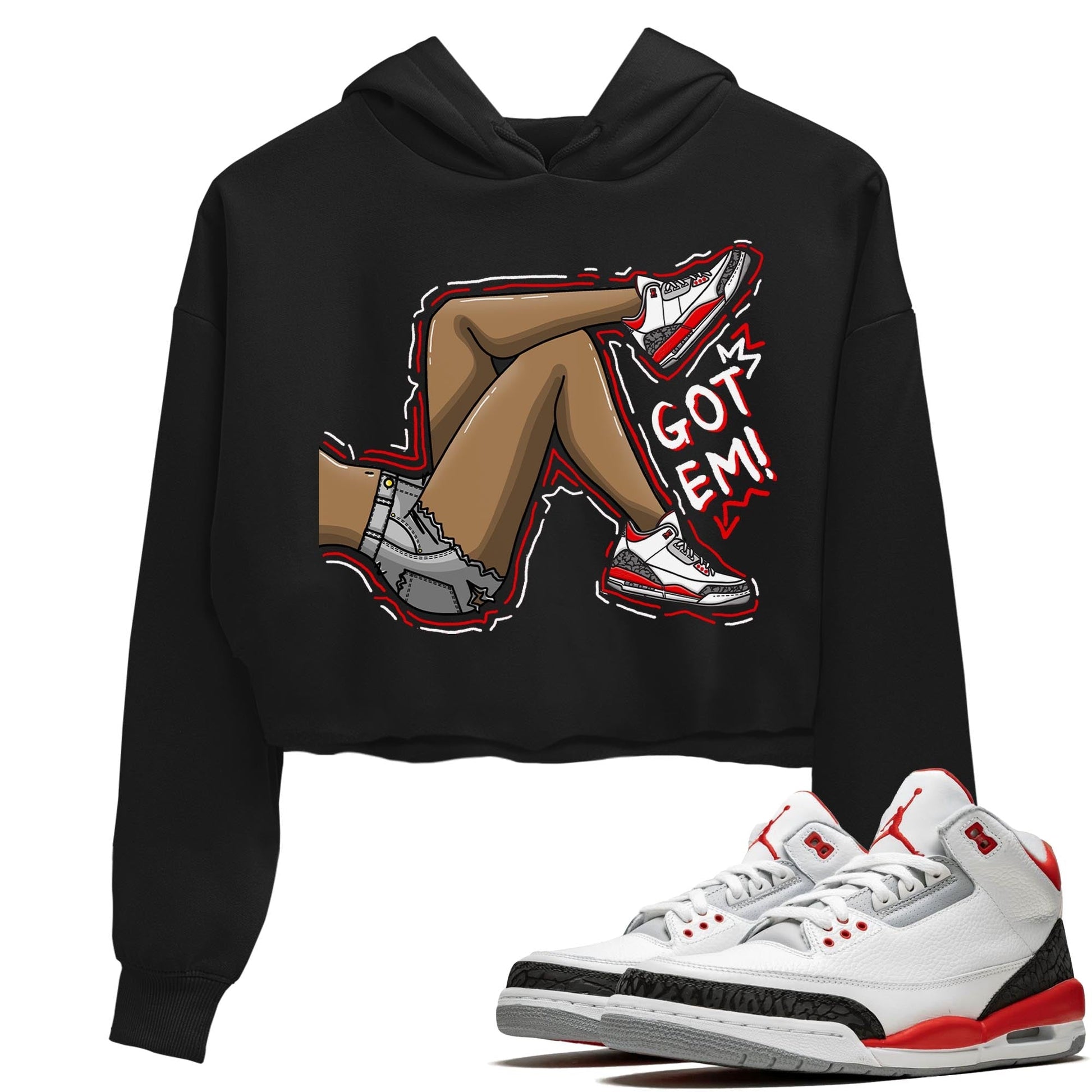 Jordan 3 Fire Red Sneaker Match Tees Got Em Legs Sneaker Tees Jordan 3 Fire Red Sneaker Release Tees Women's Shirts