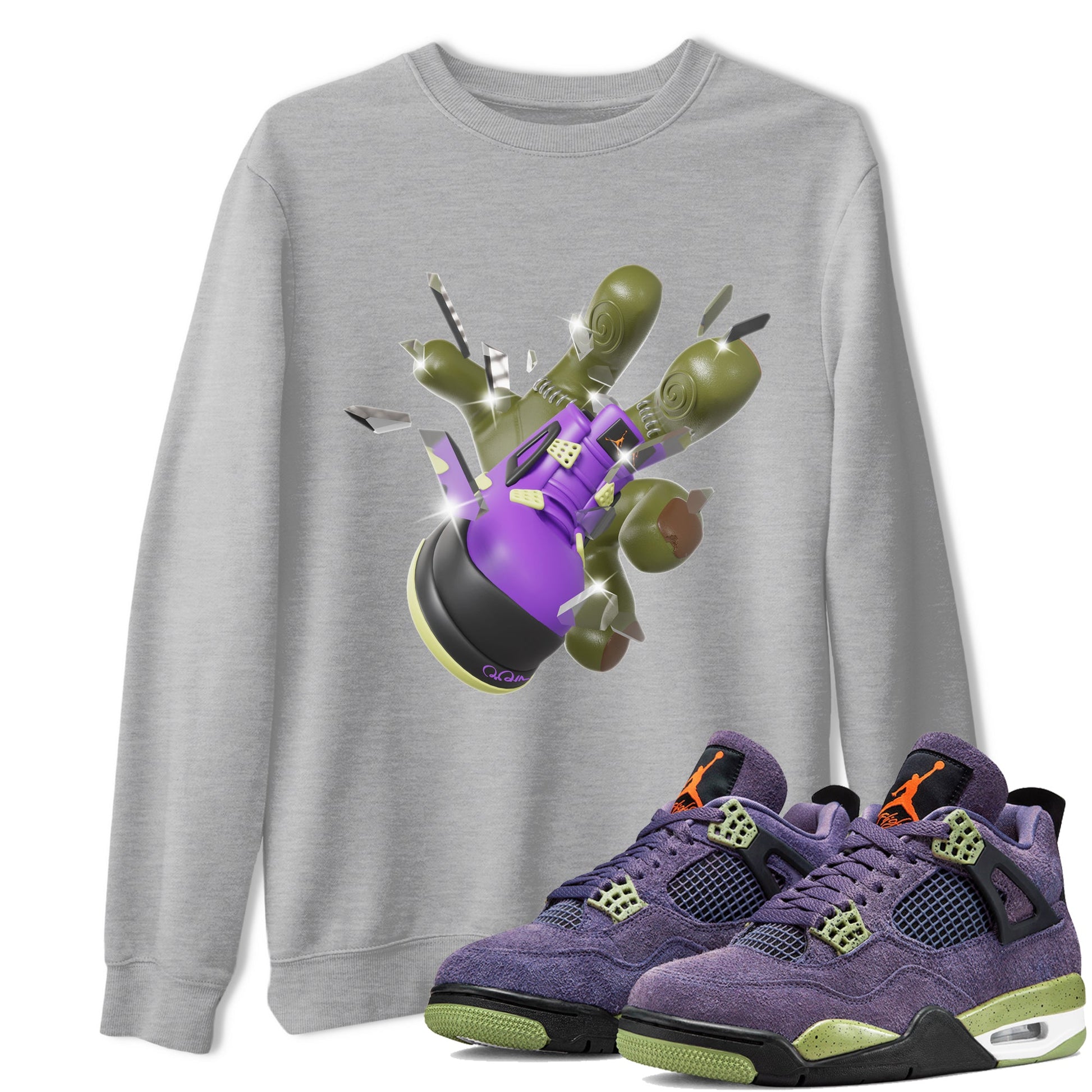 Air Jordan 4 Canyon Purple shirt to match jordans Got Em Zombie Hand sneaker tees halloween dress AJ4 Canyon Purple SNRT Sneaker Release Tees Unisex Heather Grey 1 T-Shirt
