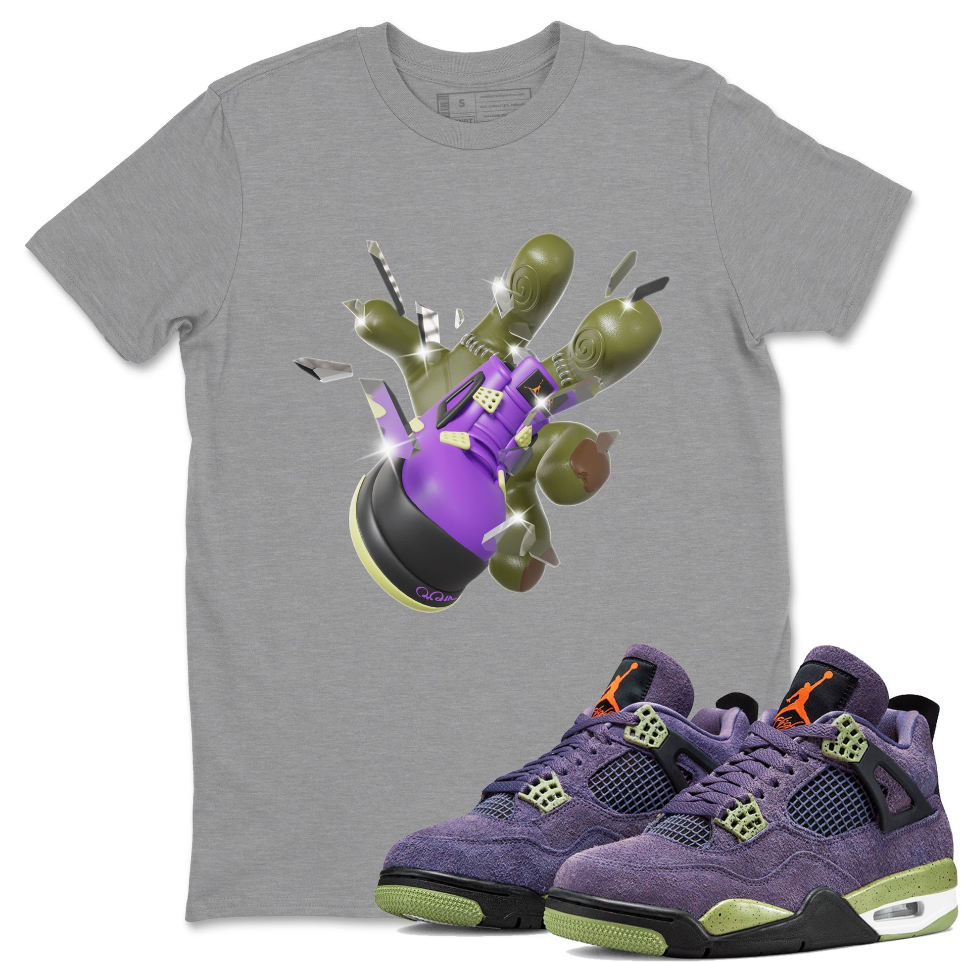 Air Jordan 4 Canyon Purple shirt to match jordans Got Em Zombie Hand sneaker tees halloween dress AJ4 Canyon Purple SNRT Sneaker Release Tees Unisex Heather Grey 1 T-Shirt