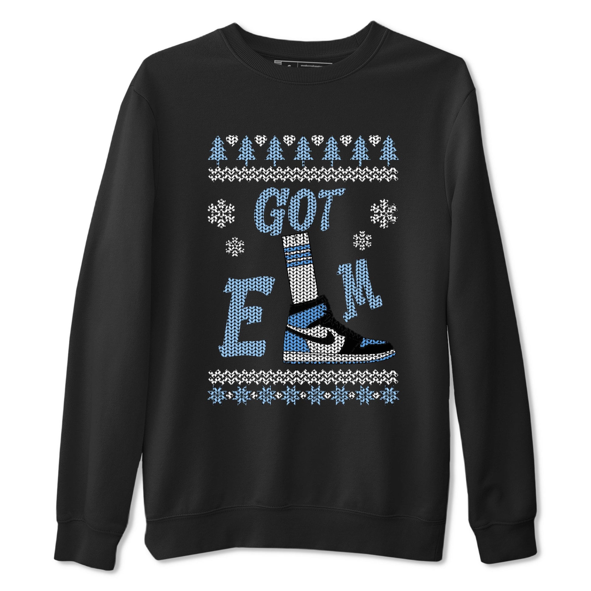 Air Jordan 1 UNC Toe shirt to match jordans Gotem Sweater sneaker tees Christmas dress Ugly Sweater AJ1 UNC Toe SNRT Sneaker Release Tees unisex cotton Black 2 crew neck shirt