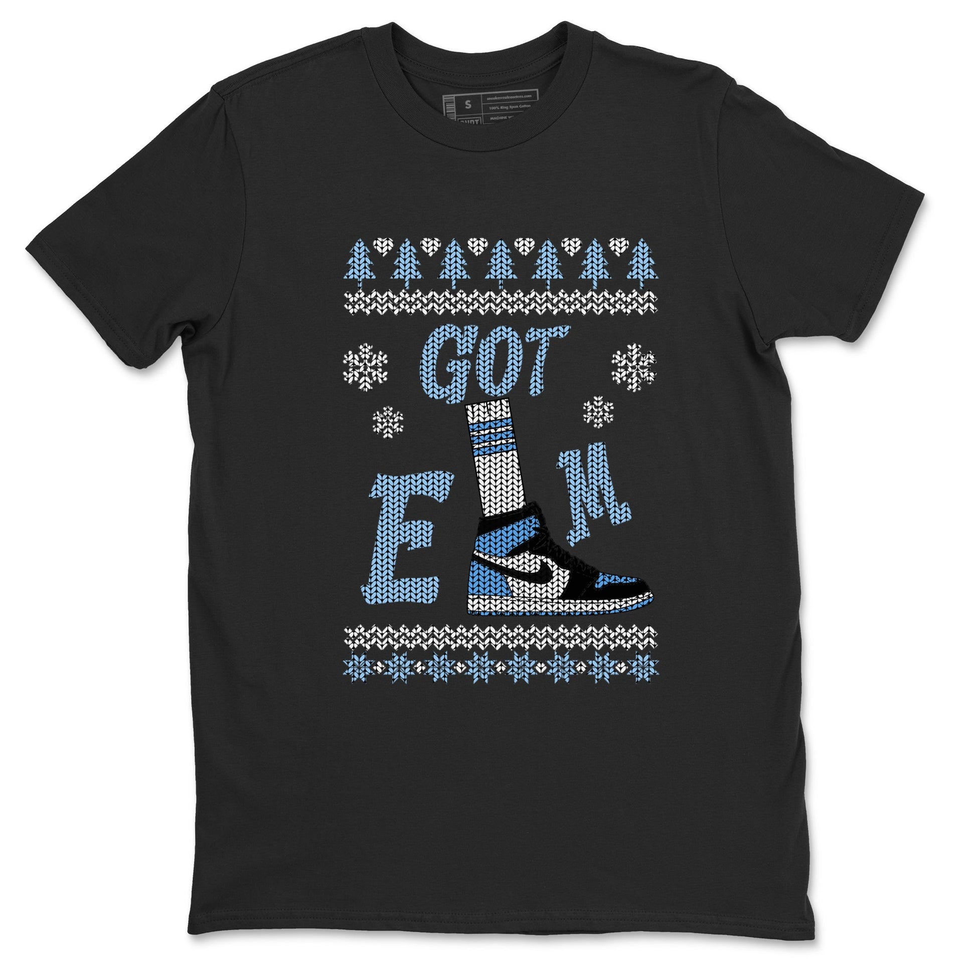 Air Jordan 1 UNC Toe shirt to match jordans Gotem Sweater sneaker tees Christmas dress Ugly Sweater AJ1 UNC Toe SNRT Sneaker Release Tees unisex cotton Black 2 crew neck shirt