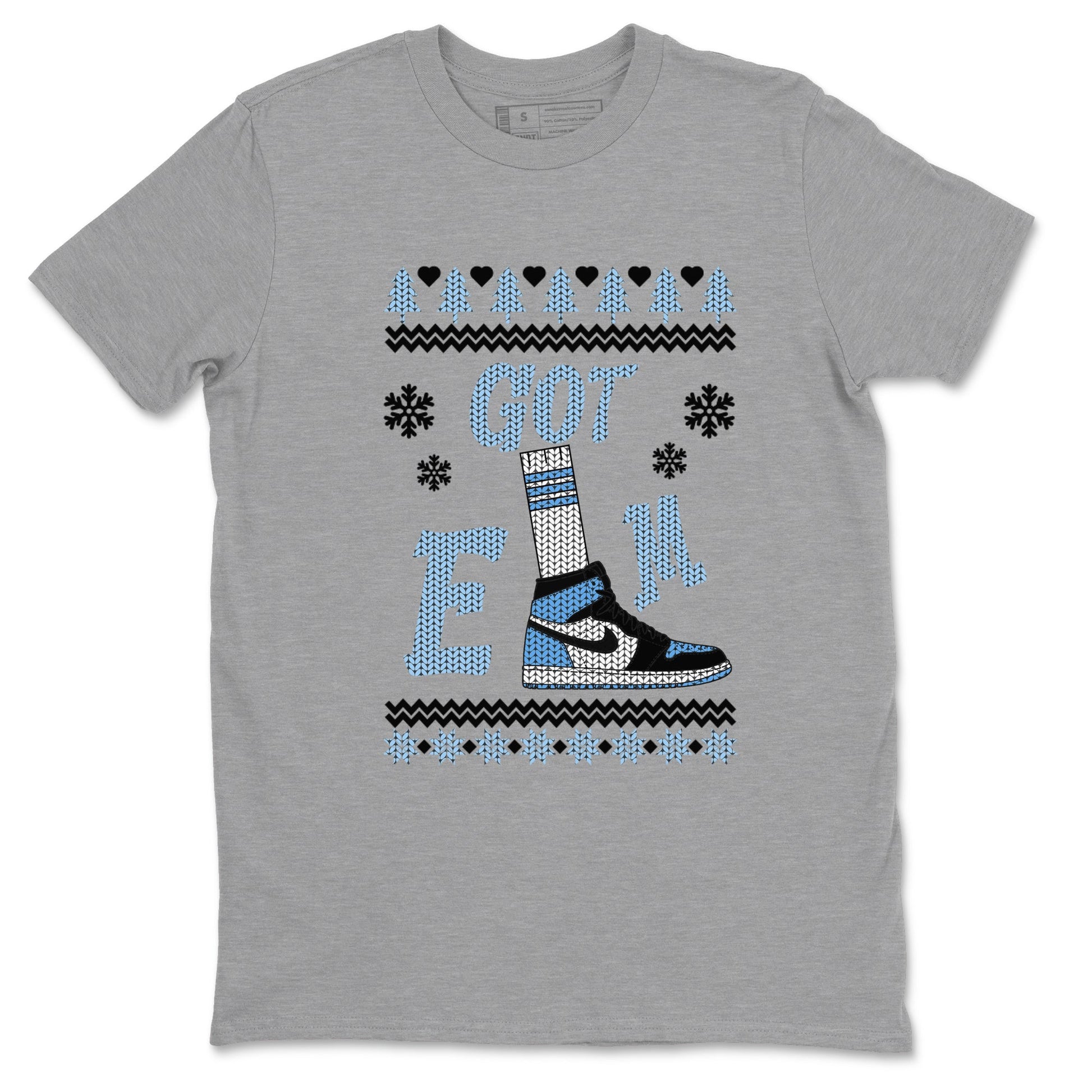 Air Jordan 1 UNC Toe shirt to match jordans Gotem Sweater sneaker tees Christmas dress Ugly Sweater AJ1 UNC Toe SNRT Sneaker Release Tees unisex cotton Heather Grey 2 crew neck shirt