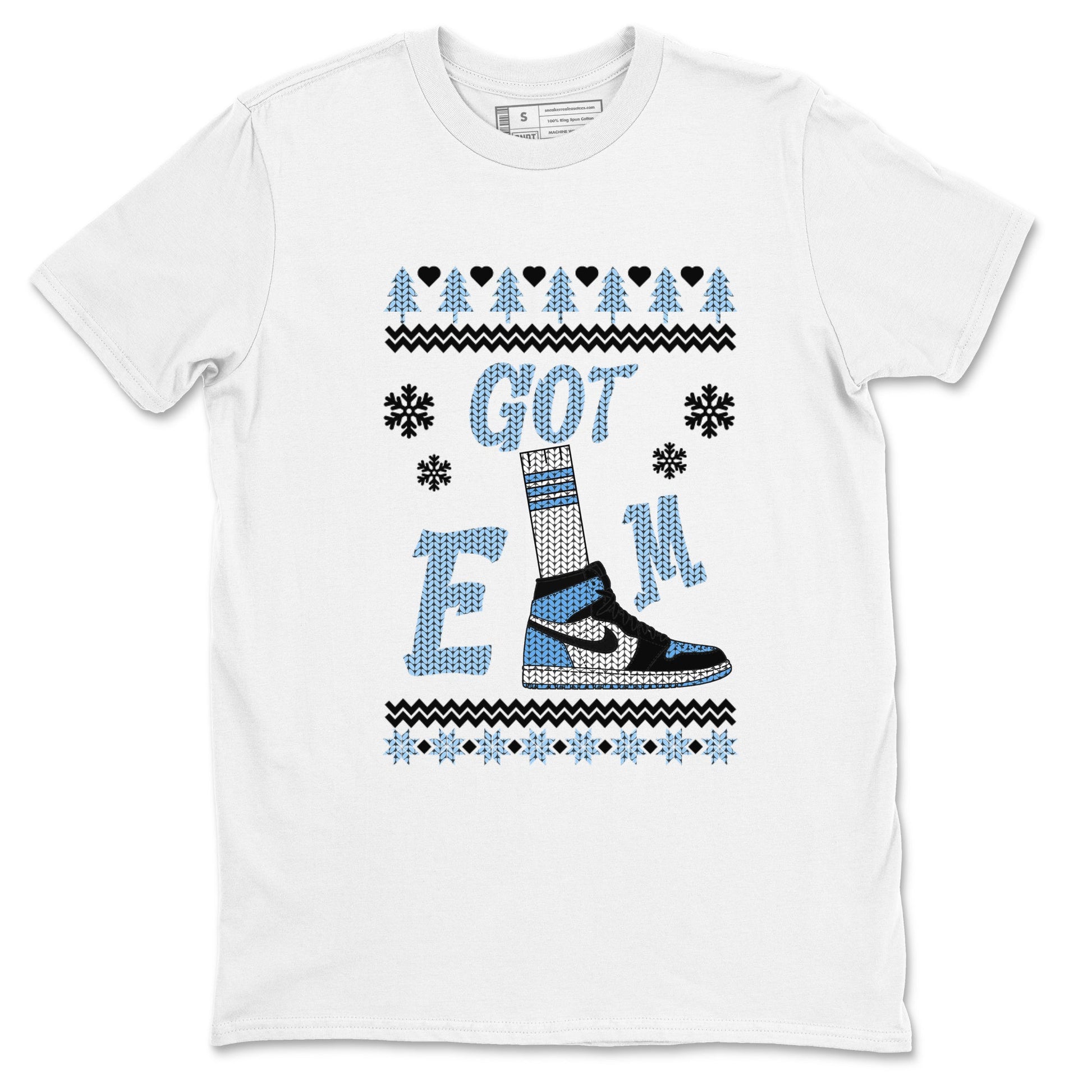 Air Jordan 1 UNC Toe shirt to match jordans Gotem Sweater sneaker tees Christmas dress Ugly Sweater AJ1 UNC Toe SNRT Sneaker Release Tees unisex cotton White 2 crew neck shirt