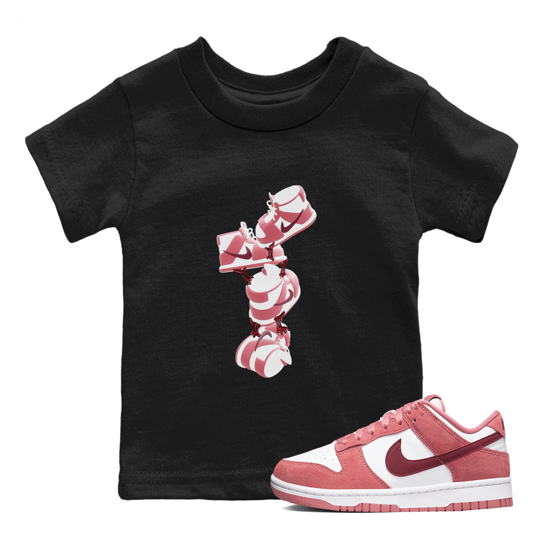 Dunk Valentines Day 2024 shirt to match jordans Gum Stuck On Shoes sneaker tees Dunk Happy Valentines Day 2024 SNRT Sneaker Release Tees Baby Toddler Black 1 T-Shirt