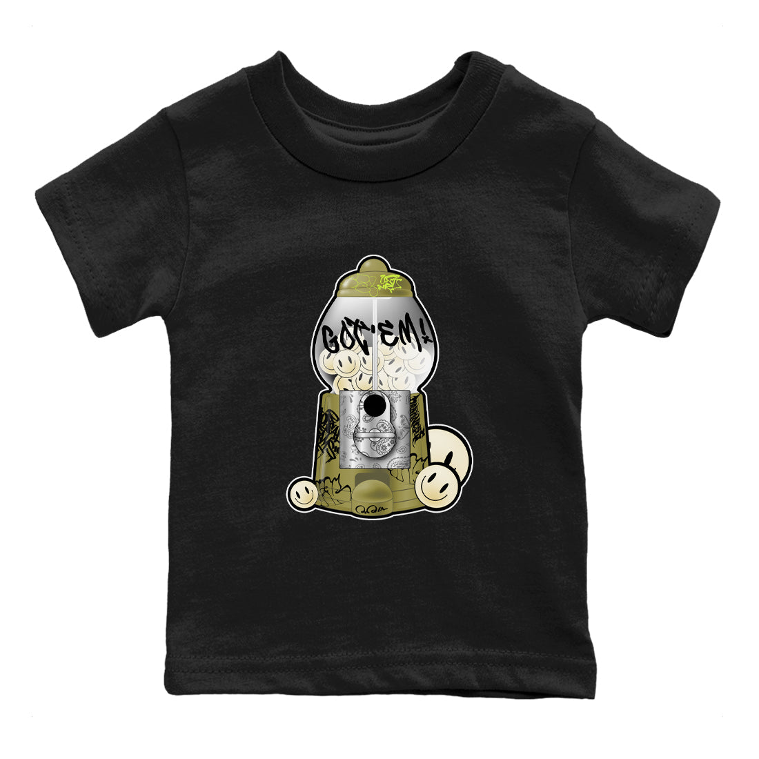 Air Jordan 1 Travis Scott Golf Olive shirt to match jordans Gumball Machine sneaker tees Graffiti AJ1 Travis Scott Golf Olive SNRT Sneaker Release Tees Baby Toddler Black 2 T-Shirt