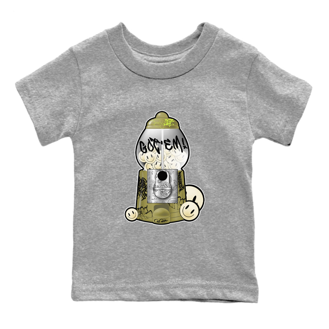 Air Jordan 1 Travis Scott Golf Olive shirt to match jordans Gumball Machine sneaker tees Graffiti AJ1 Travis Scott Golf Olive SNRT Sneaker Release Tees Baby Toddler Heather Grey 2 T-Shirt