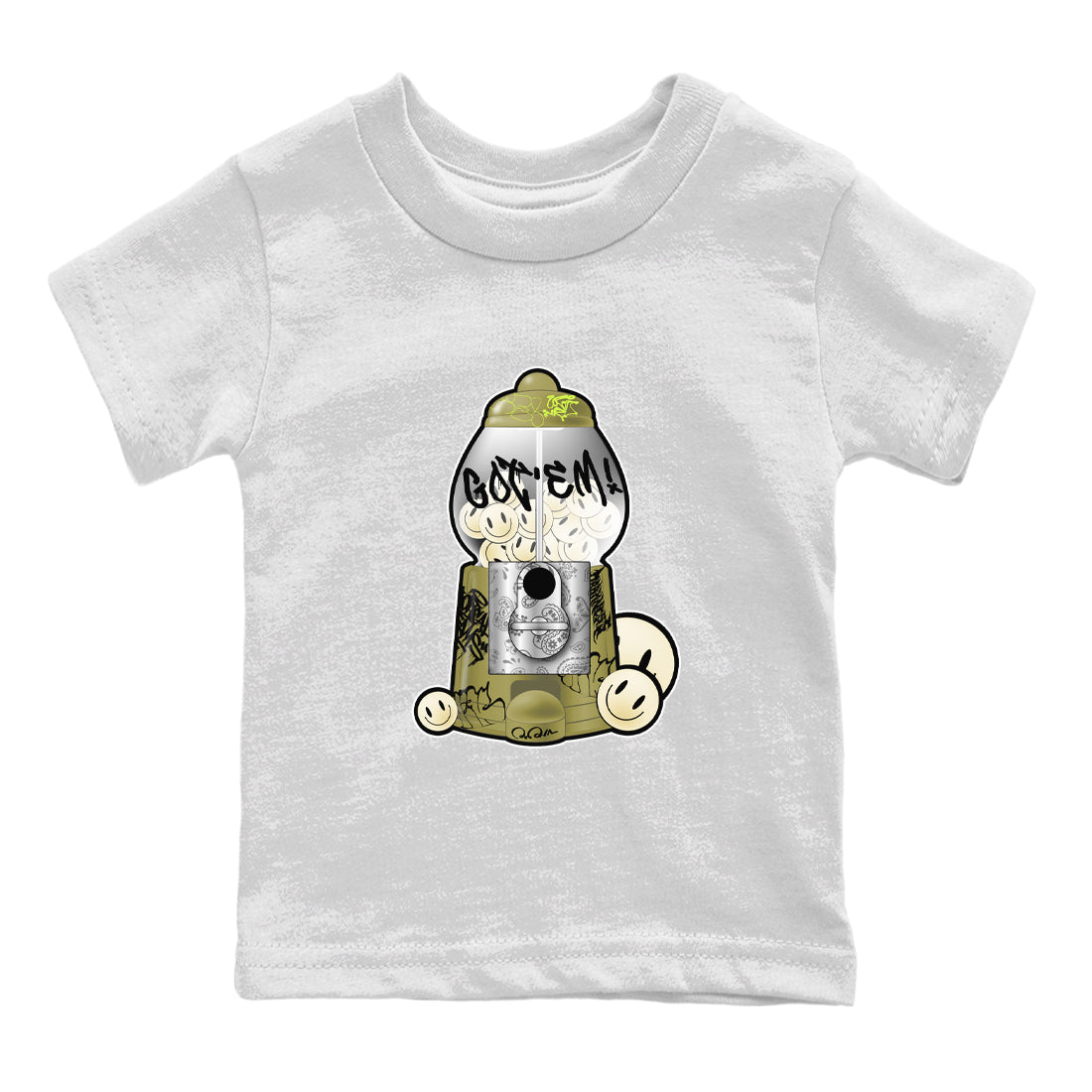 Air Jordan 1 Travis Scott Golf Olive shirt to match jordans Gumball Machine sneaker tees Graffiti AJ1 Travis Scott Golf Olive SNRT Sneaker Release Tees Baby Toddler White 2 T-Shirt