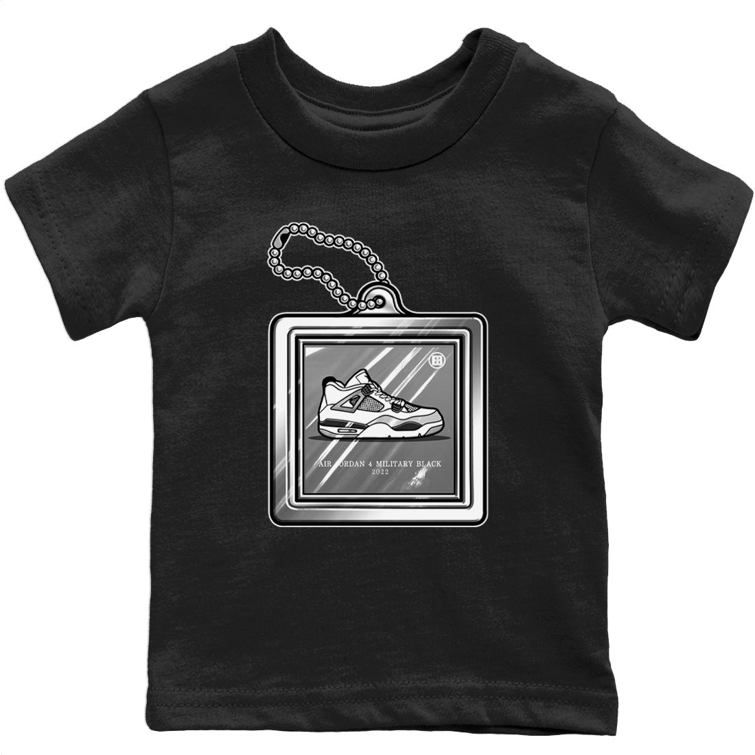 Jordan 4 Military Black Sneaker Match Tees Hang Tag Sneaker Tees Jordan 4 Military Black Sneaker Release Tees Kids Shirts
