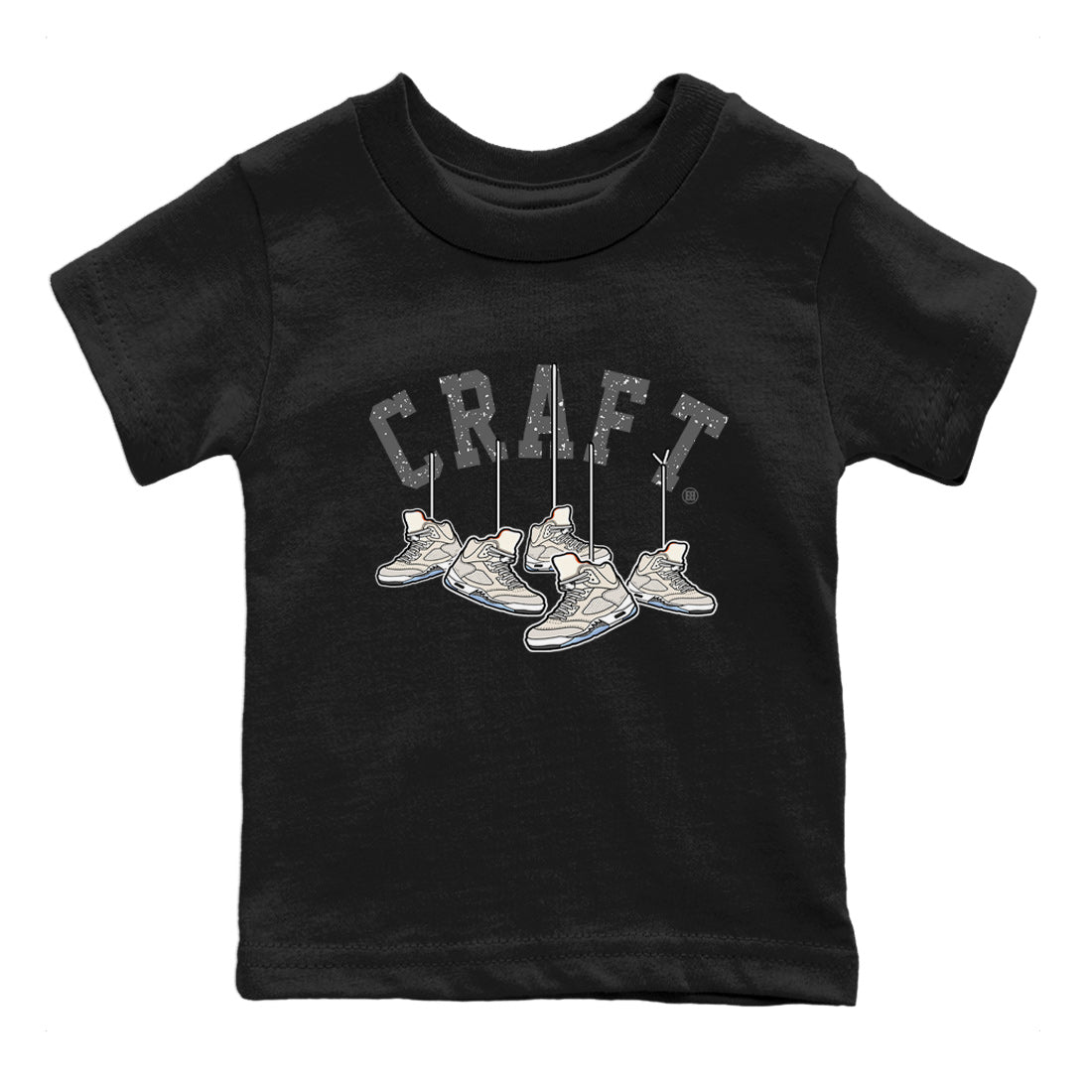 Air Jordan 5 Craft Sneaker Match Tees Hanging Sneakers Sneaker Tees 5s Craft Shirt Kids Shirts Black 2