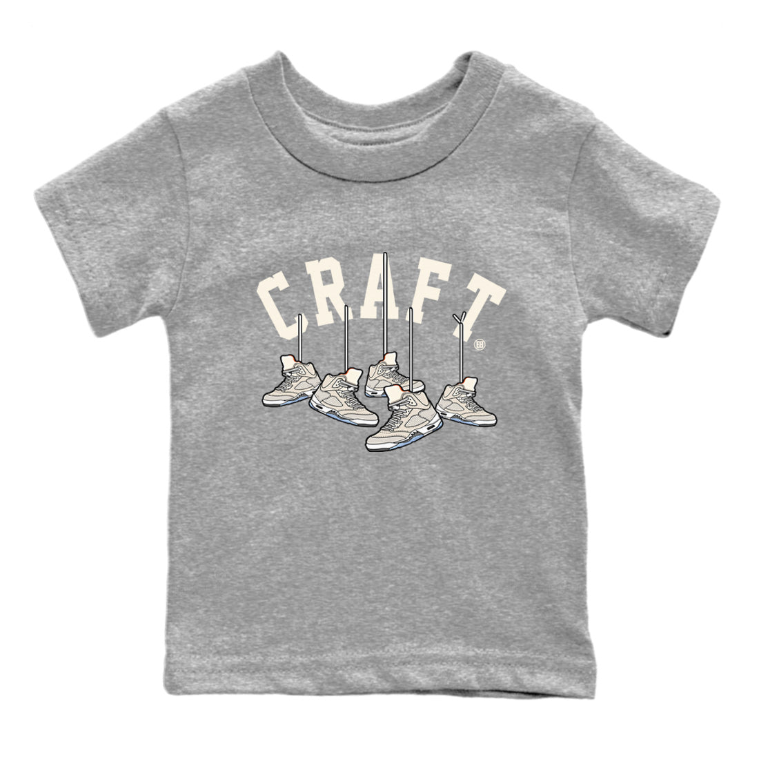 Air Jordan 5 Craft Sneaker Match Tees Hanging Sneakers Sneaker Tees 5s Craft Shirt Kids Shirts Heather Grey 2