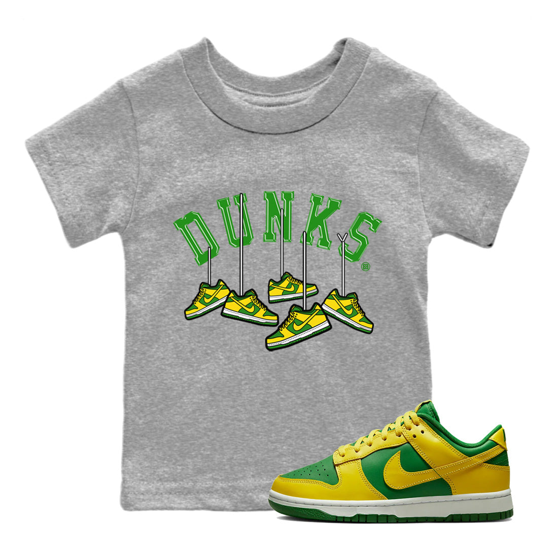 Dunk Reverse Brazil Sneaker Match Tees Hanging Sneakers Sneaker Tees Dunk Reverse Brazil Sneaker Release Tees Kids Shirts