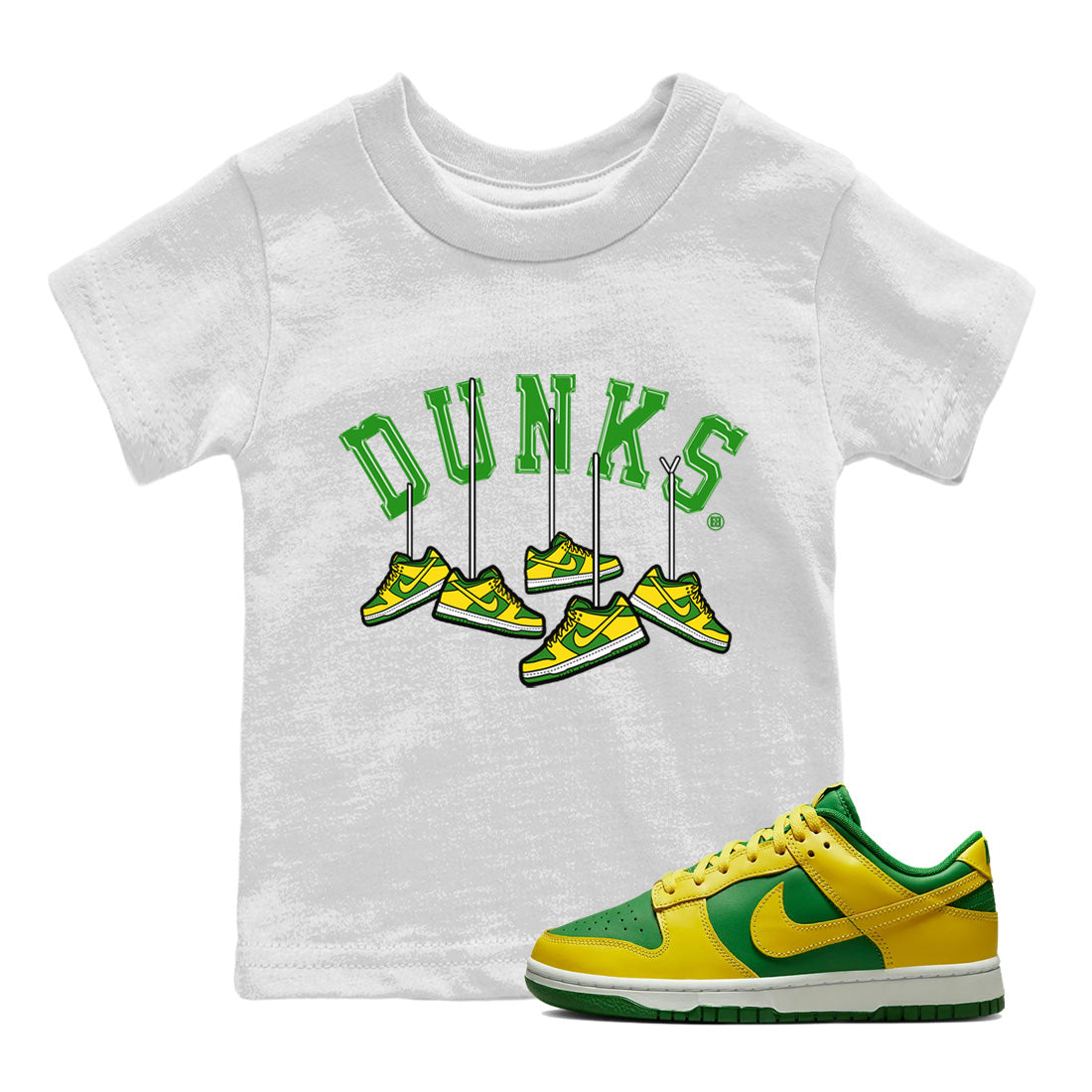 Dunk Reverse Brazil Sneaker Match Tees Hanging Sneakers Sneaker Tees Dunk Reverse Brazil Sneaker Release Tees Kids Shirts
