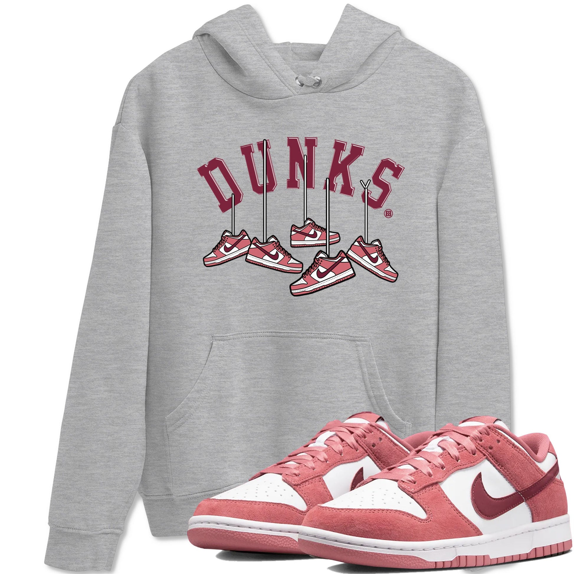 Dunks Valentines Day shirt to match jordans Hanging Sneakers sneaker tees Dunks Valentine's Day SNRT sneaker Release Tees unisex cotton Heather Grey 1 crew neck shirt