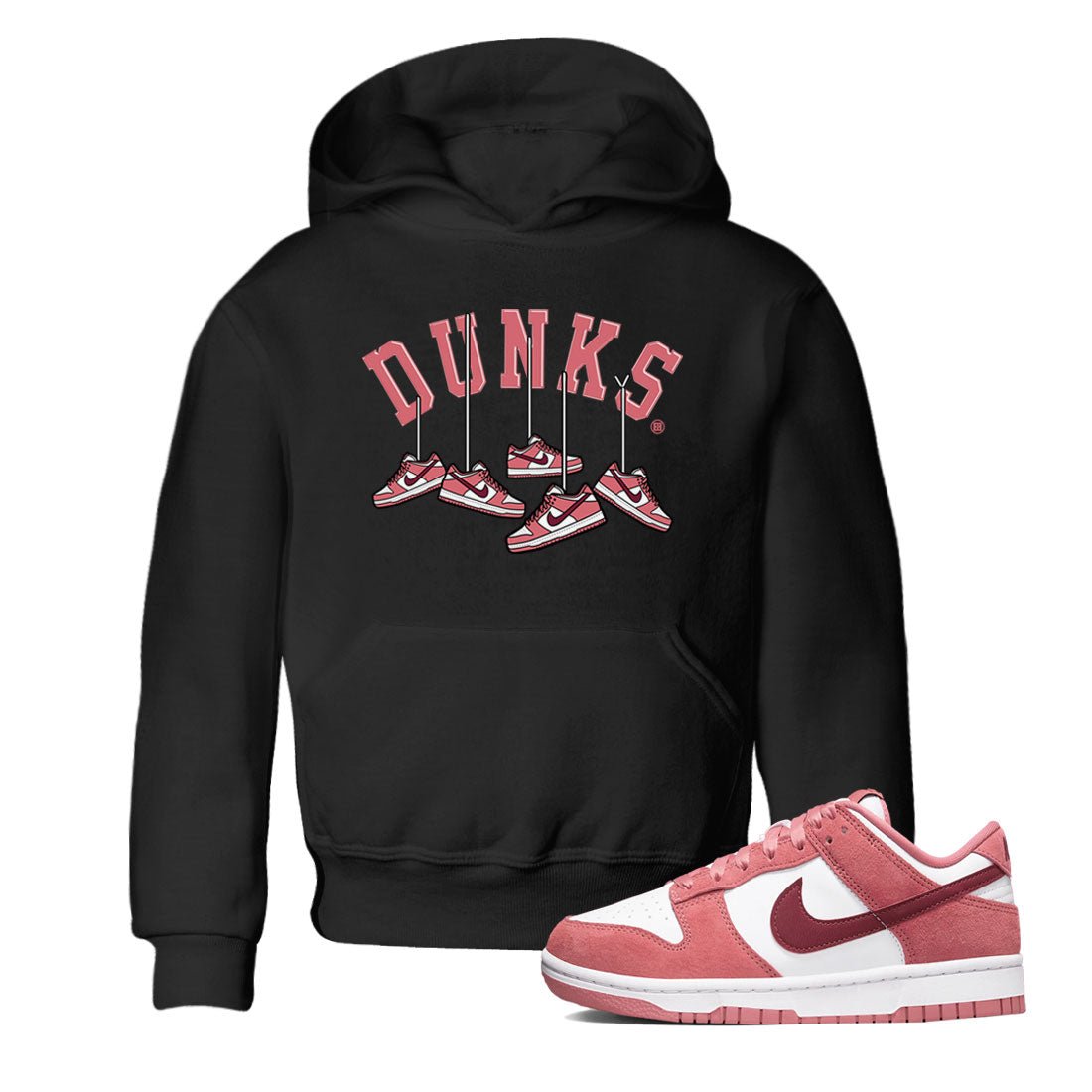 Dunks Valentines Day shirt to match jordans Hanging Sneakers sneaker tees Dunks Valentine's Day SNRT sneaker release tees baby toddler Black 1 cotton Shirt