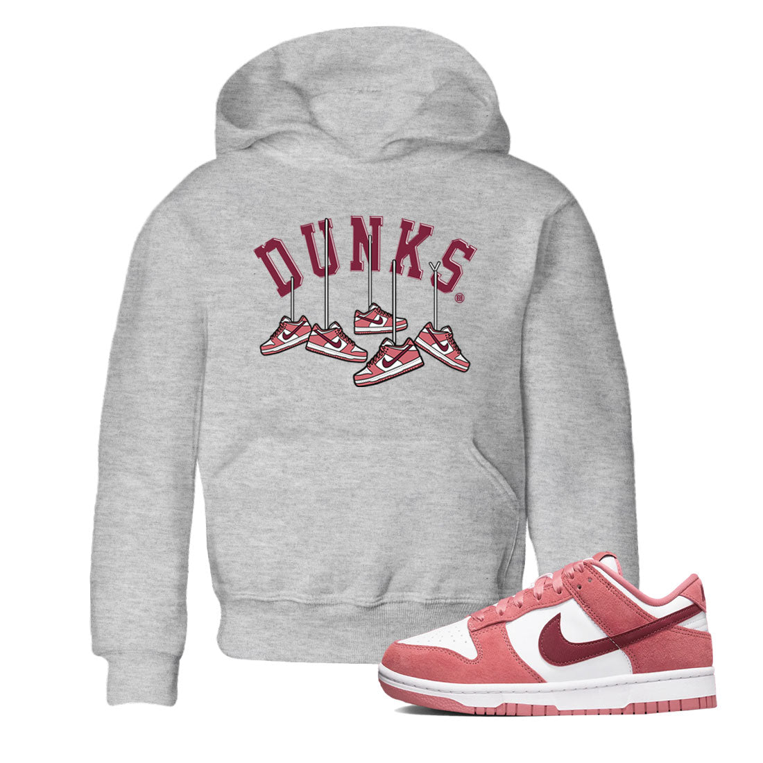 Dunks Valentines Day shirt to match jordans Hanging Sneakers sneaker tees Dunks Valentine's Day SNRT sneaker release tees baby toddler Heather Grey 1 cotton Shirt